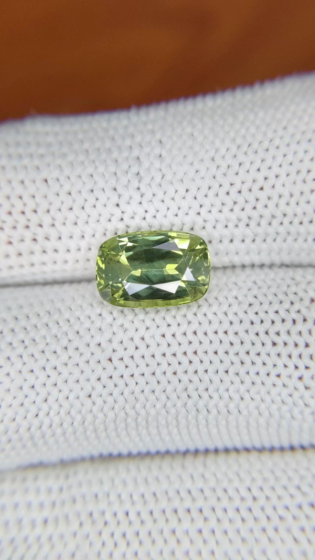 3.40 Ct. Yellowish Green Chrysoberyl from Ceylon (Sri Lanka) Size Video
