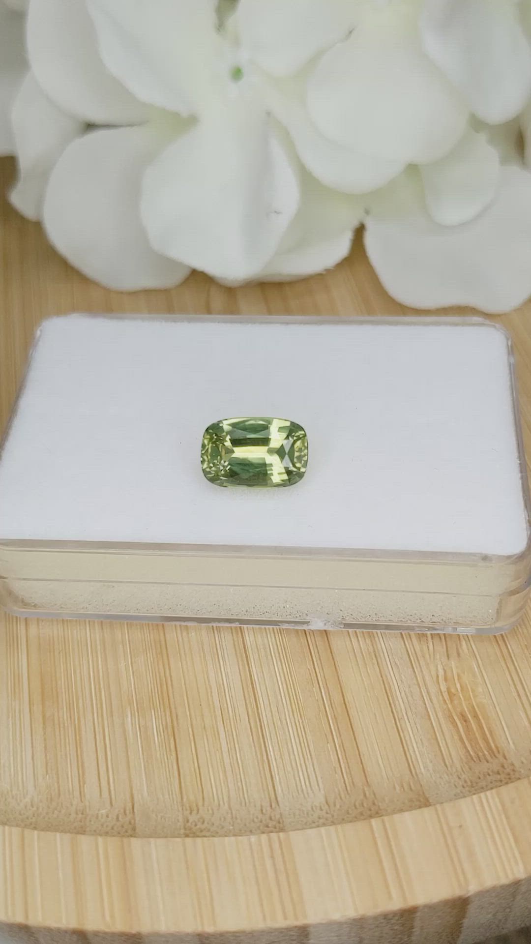 3.40 Ct. Yellowish Green Chrysoberyl from Ceylon (Sri Lanka) Size Video