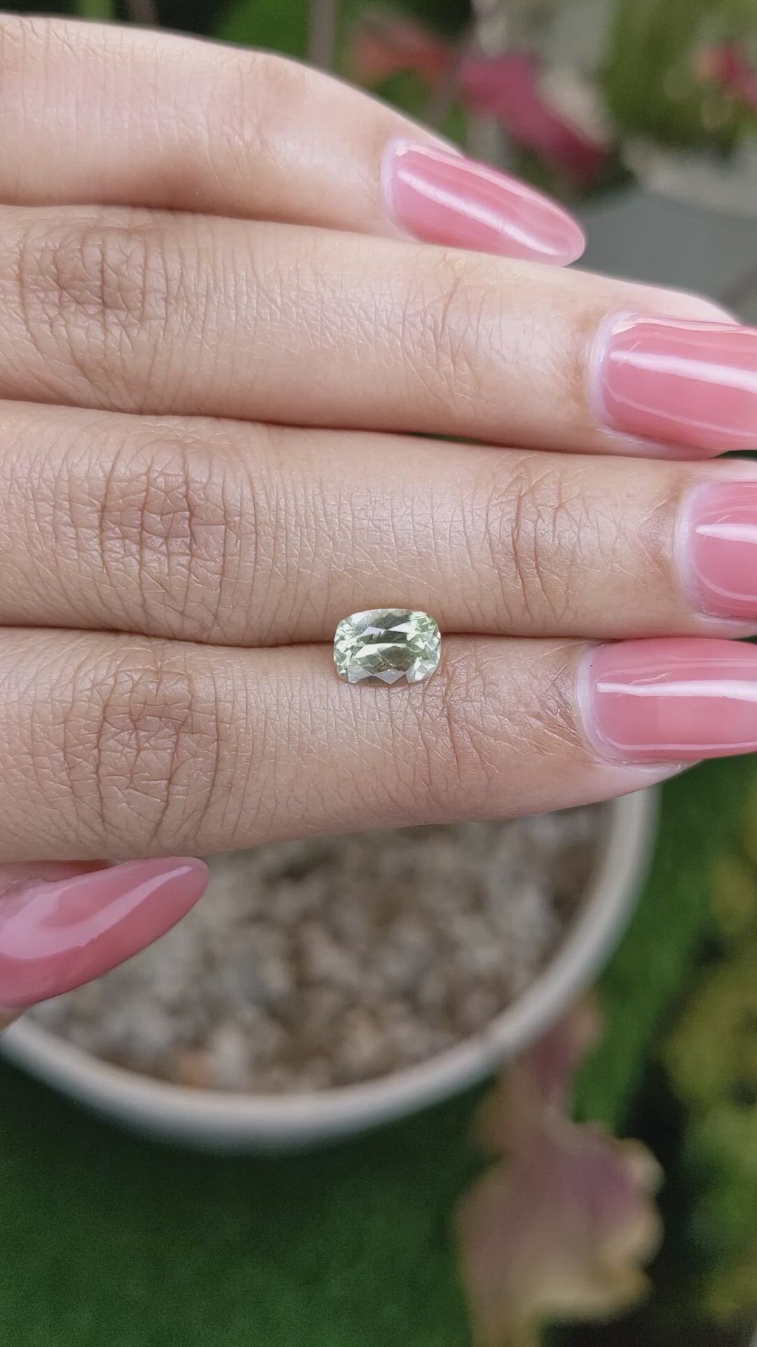 1.26 Ct. Yellowish Green Chrysoberyl from Ceylon (Sri Lanka) Size Video