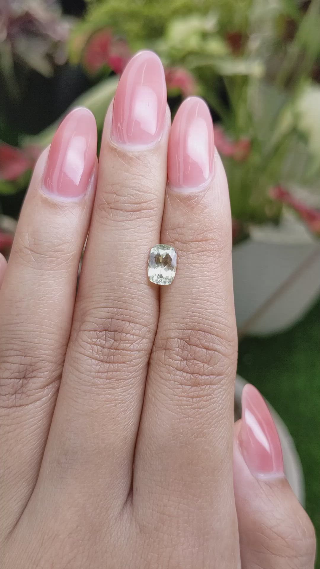 1.26 Ct. Yellowish Green Chrysoberyl from Ceylon (Sri Lanka) Size Video