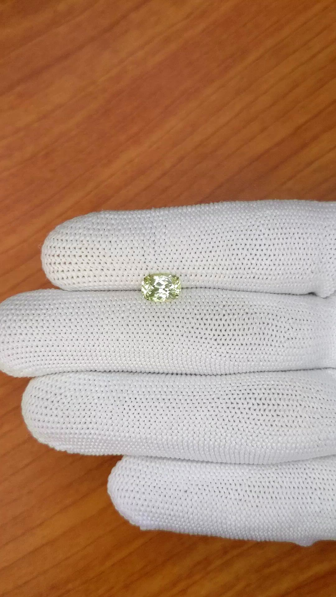 1.26 Ct. Yellowish Green Chrysoberyl from Ceylon (Sri Lanka) Size Video