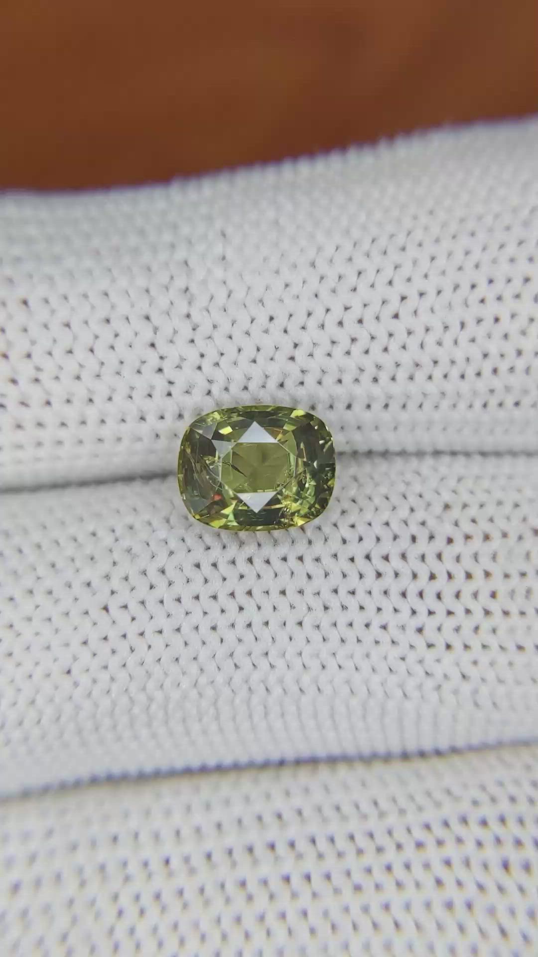 2.53 Ct. Yellowish Green Demantoid Garnet from Madagascar Size Video