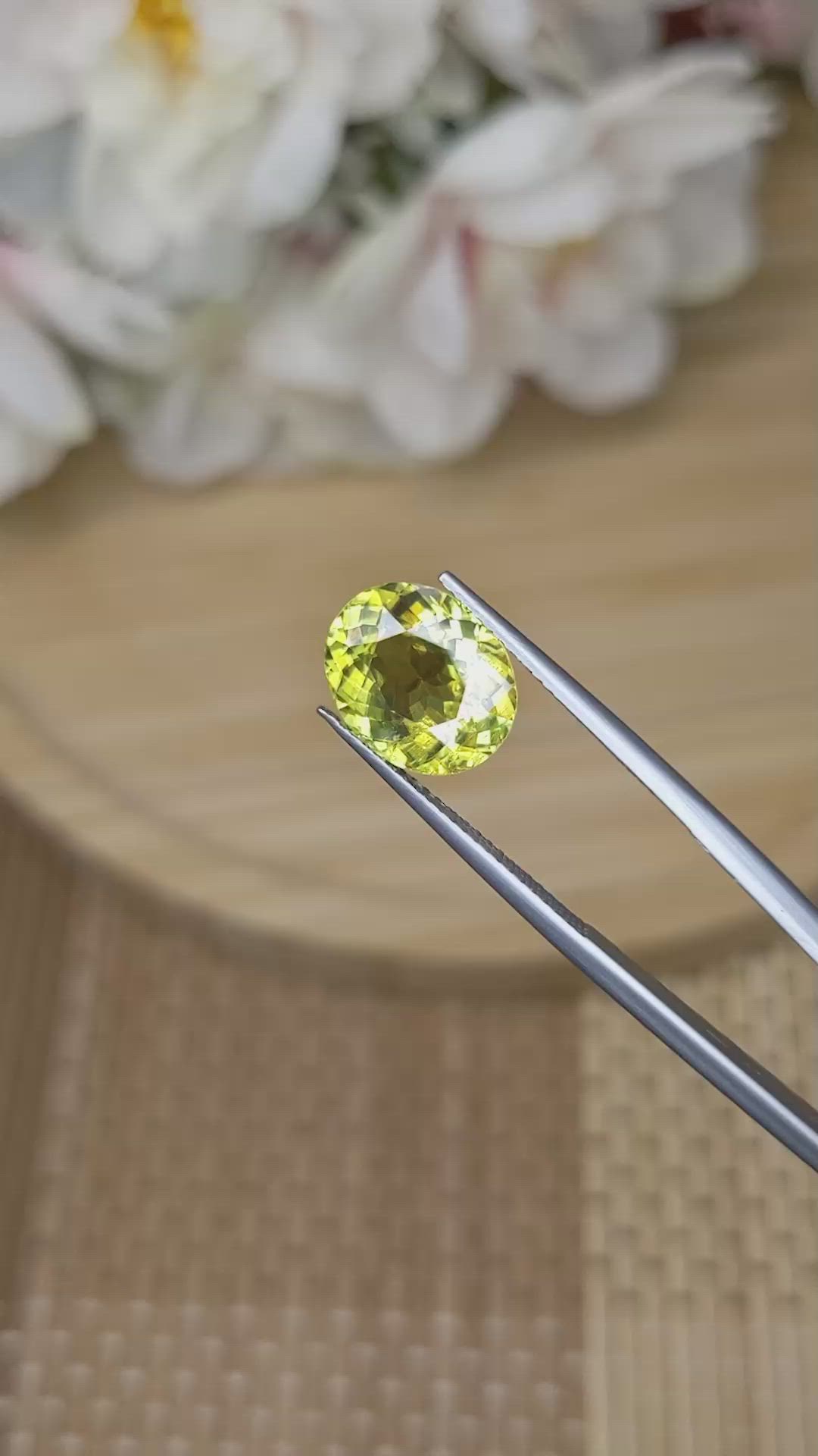 5.12 Ct. Yellowish Green Sphene (Titanite) from Madagascar Size Video