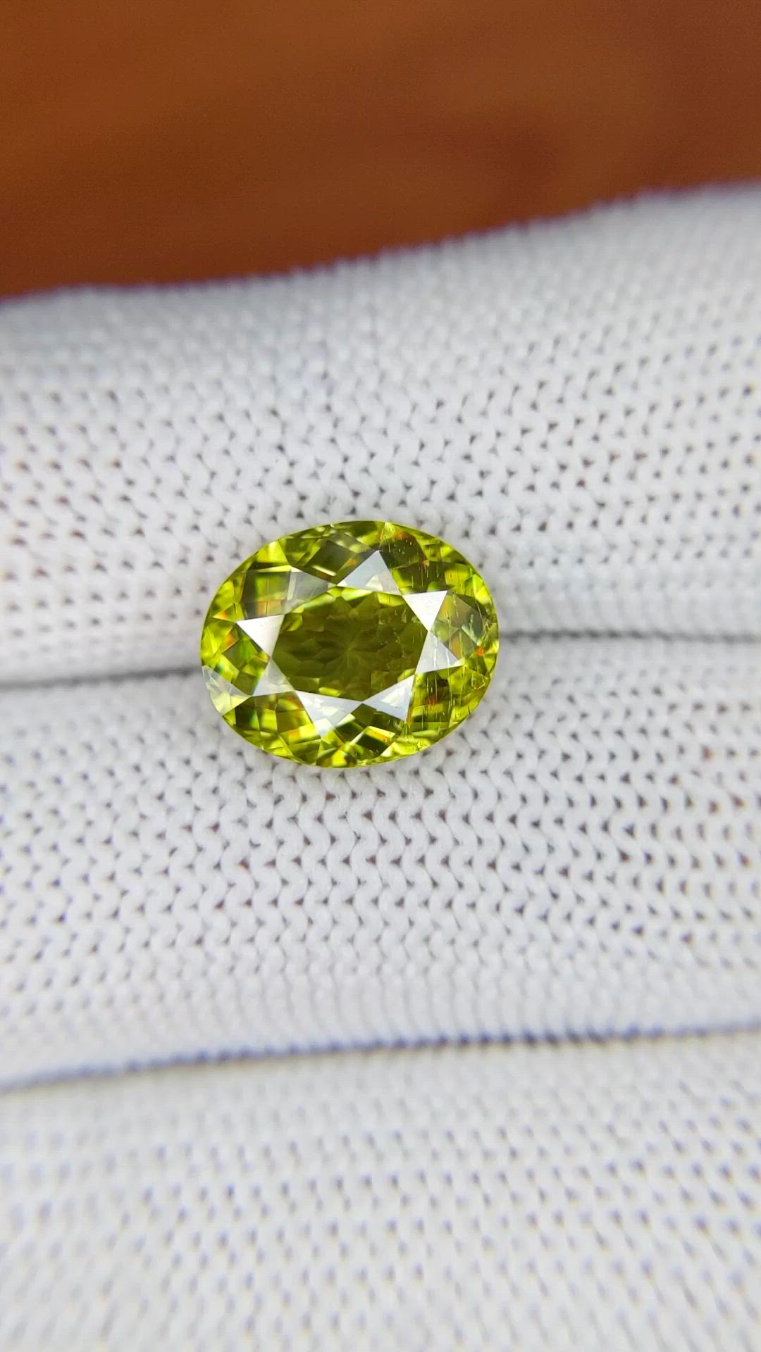 5.12 Ct. Yellowish Green Sphene (Titanite) from Madagascar Size Video
