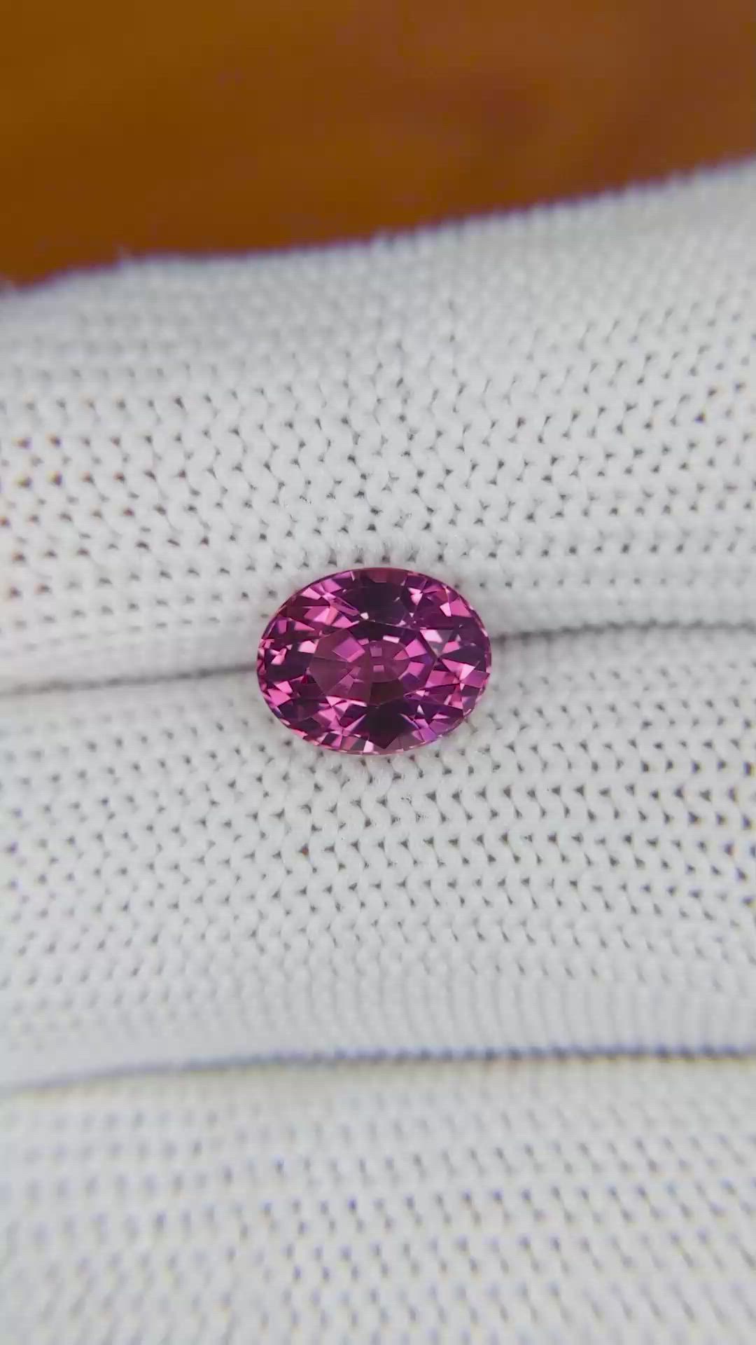 2.49 Ct. Purplish Pink Spinel from Ceylon (Sri Lanka) Size Video