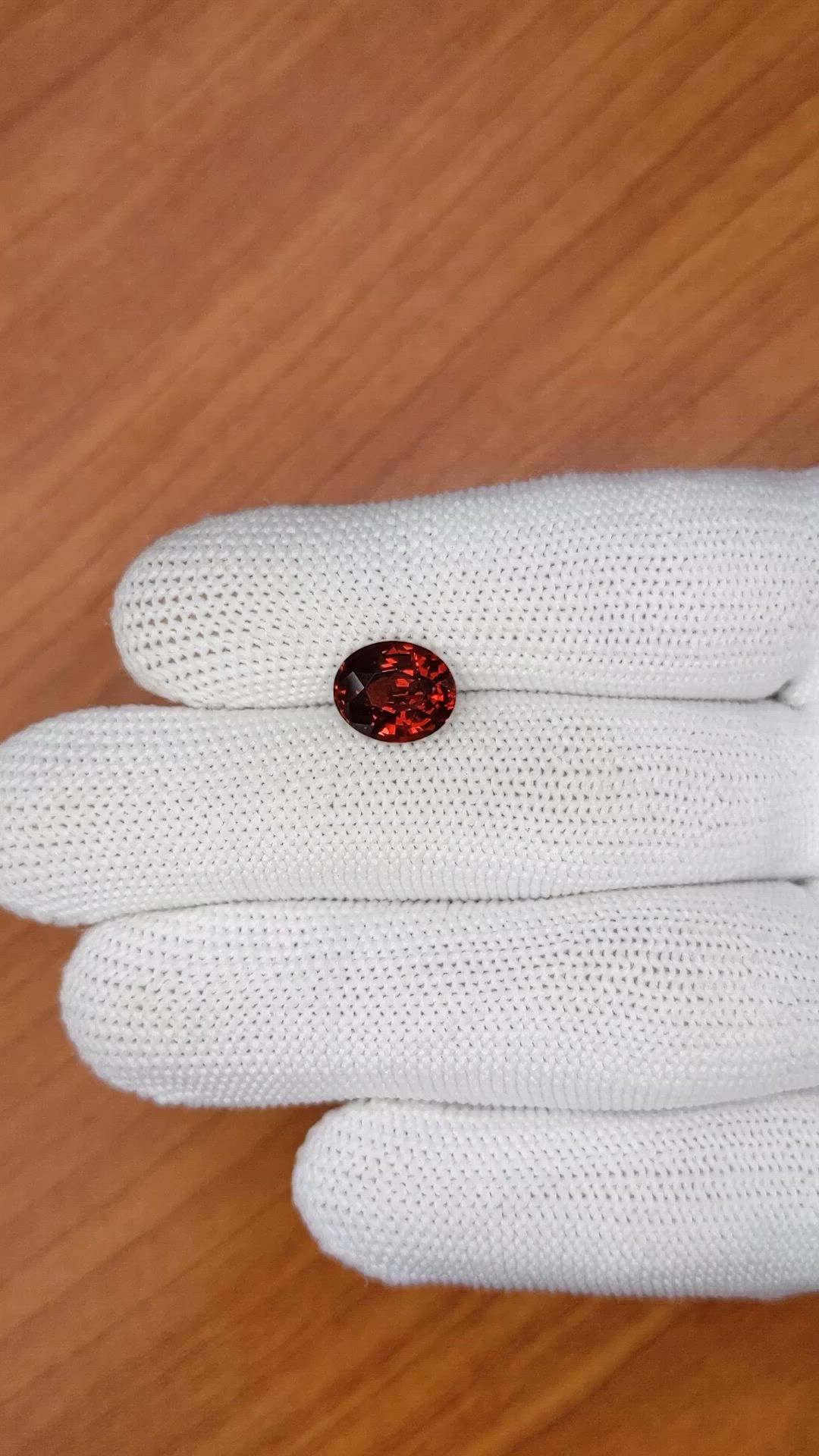 3.16 Ct. Orangish Red Hessonite Garnet from Madagascar Size Video