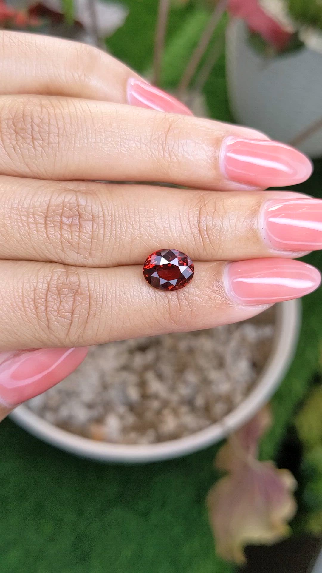 3.16 Ct. Orangish Red Hessonite Garnet from Madagascar Size Video