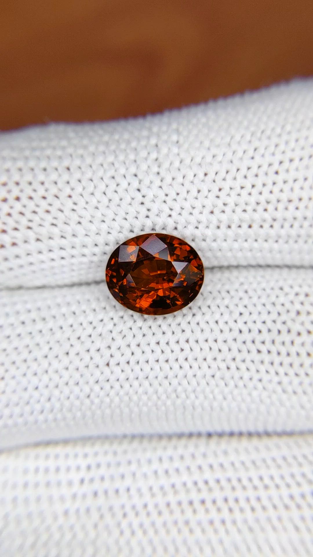 3.16 Ct. Orangish Red Hessonite Garnet from Madagascar Size Video