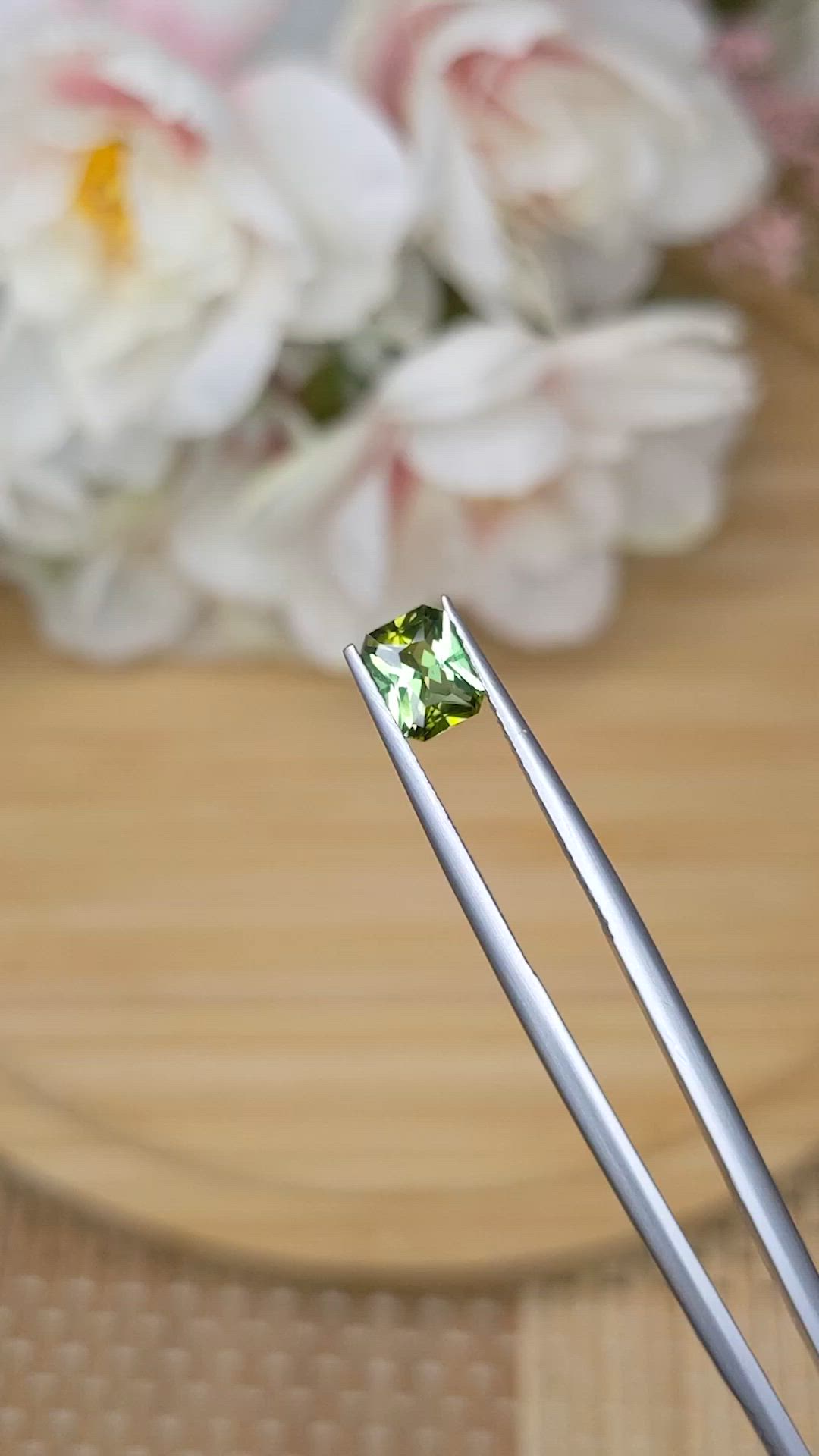 0.85 Ct. Yellowish Green Tourmaline from Ceylon (Sri Lanka) Size Video