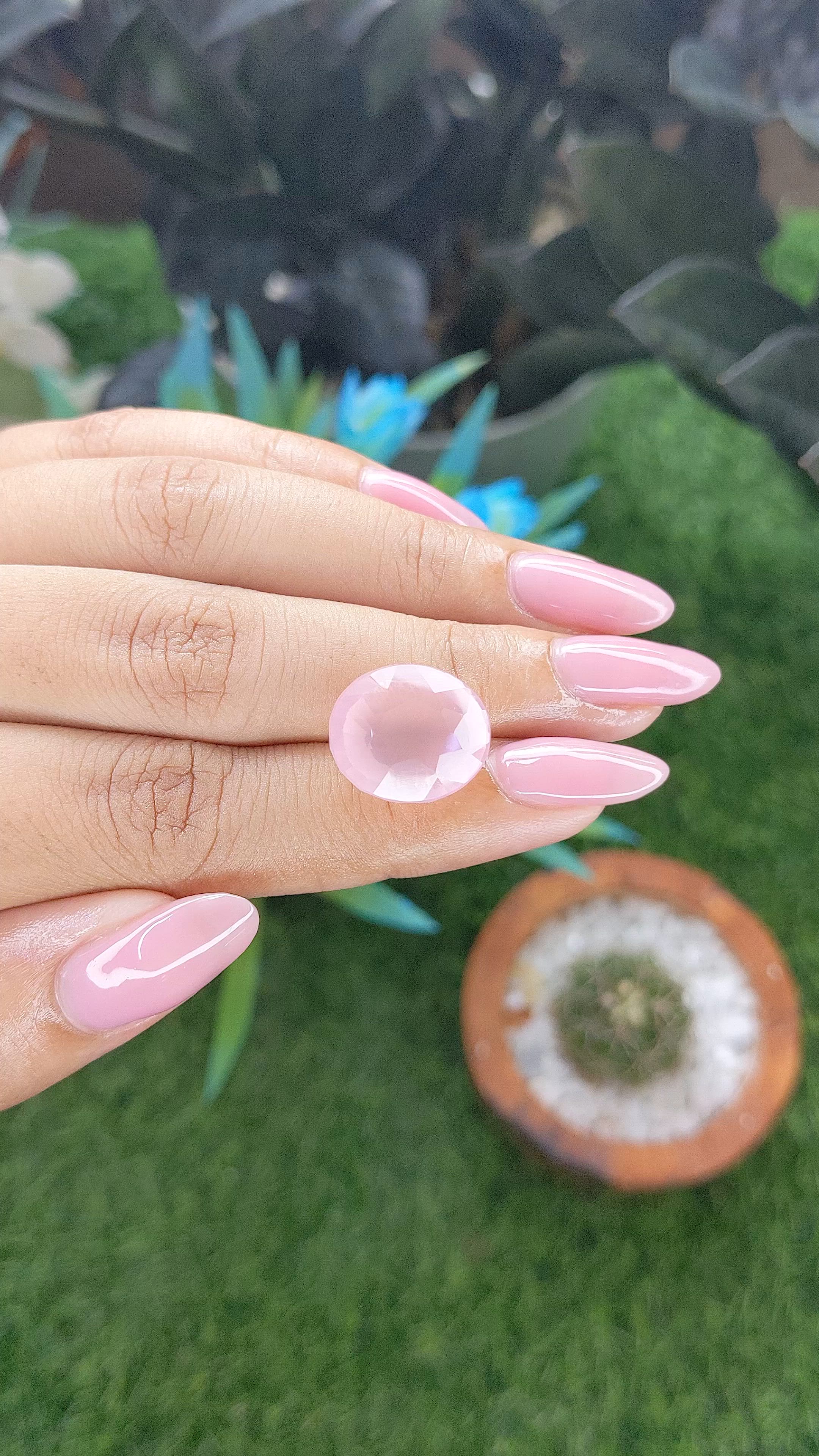 11.67 Ct. Pink Rose Quartz from Madagascar Size Video