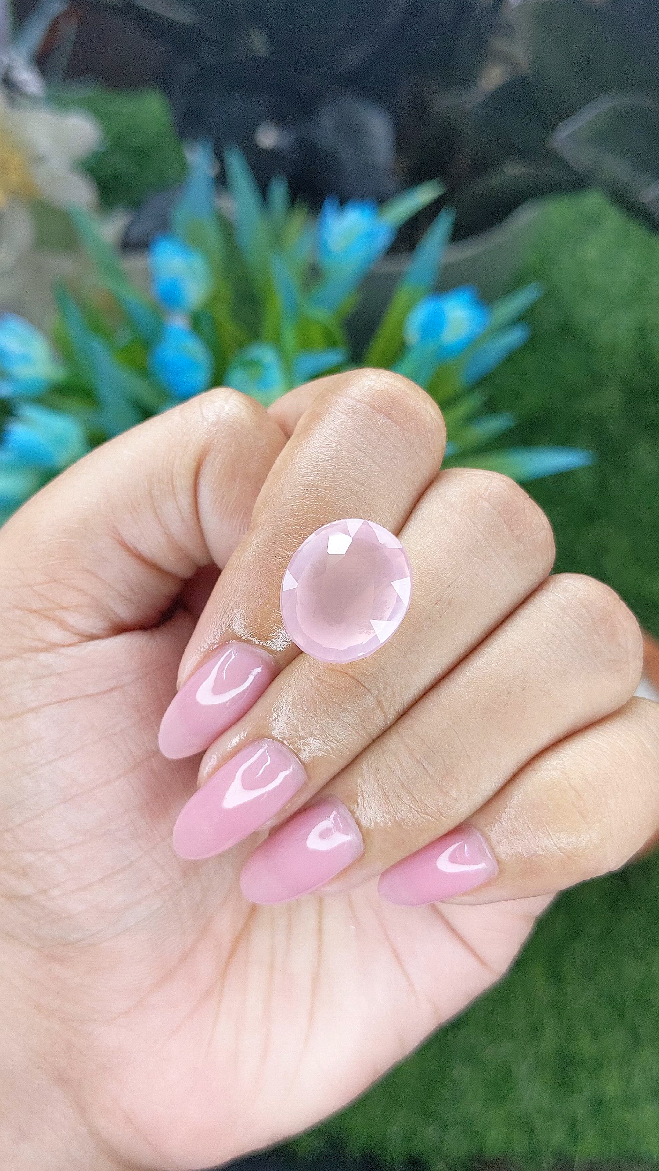 11.67 Ct. Pink Rose Quartz from Madagascar Size Video