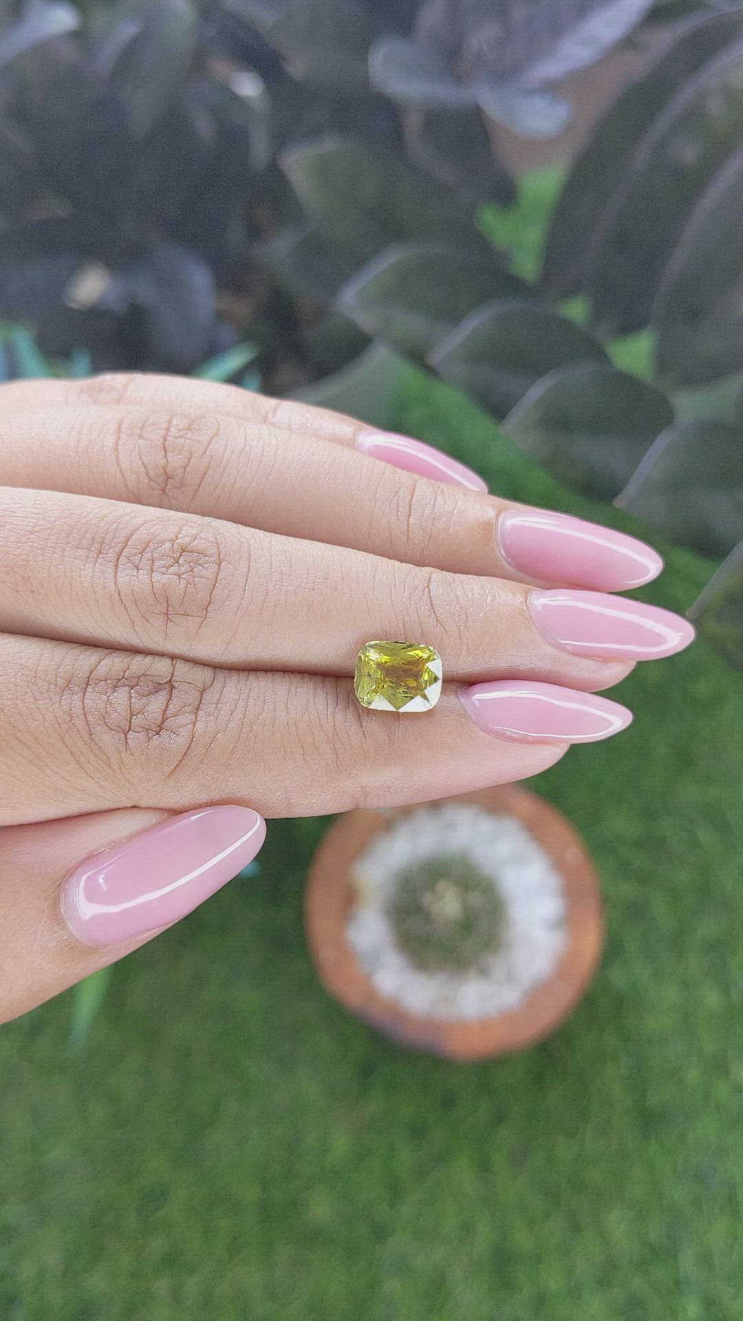 2.57 Ct. Yellowish Green Chrysoberyl from Tanzania Size Video