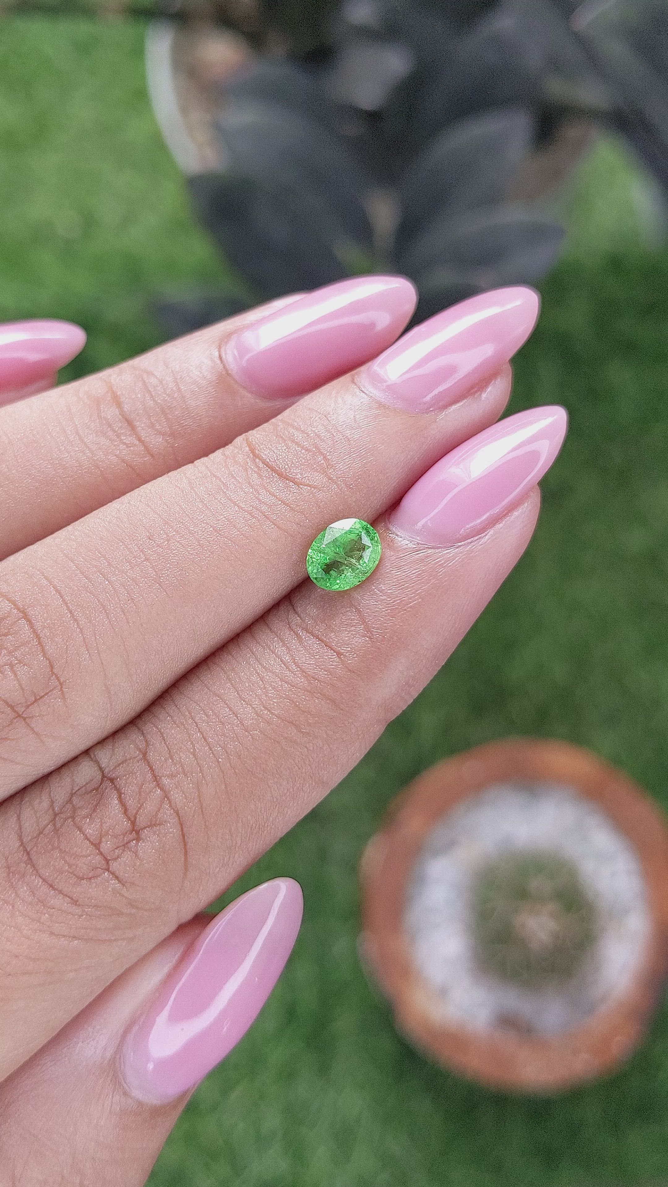 0.82 Ct. Tsavorite Garnet from Tanzania Size Video