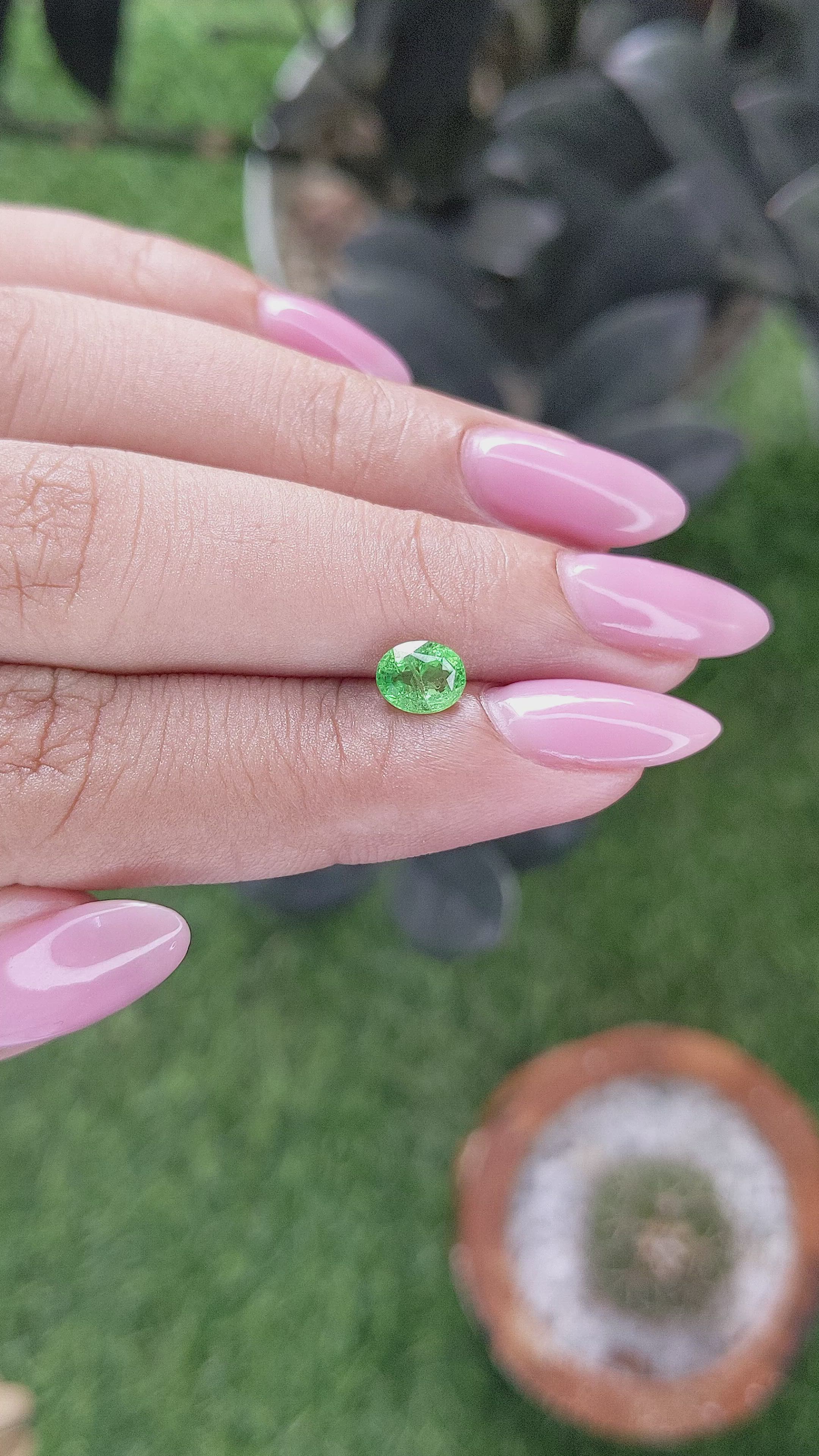 0.82 Ct. Tsavorite Garnet from Tanzania Size Video