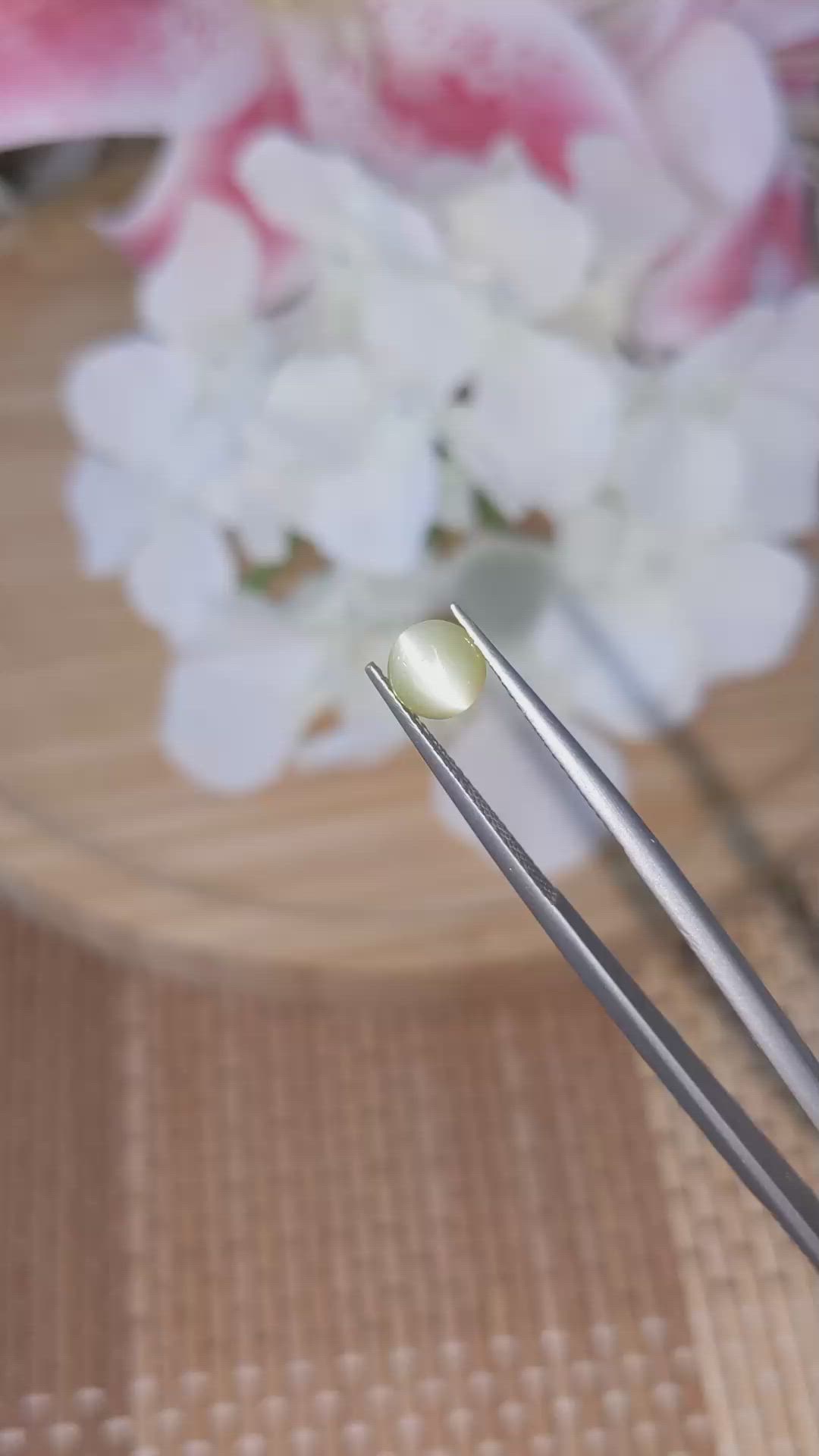 1.47 Ct. Yellow Cabochon Chrysoberyl from Ceylon (Sri Lanka) Size Video