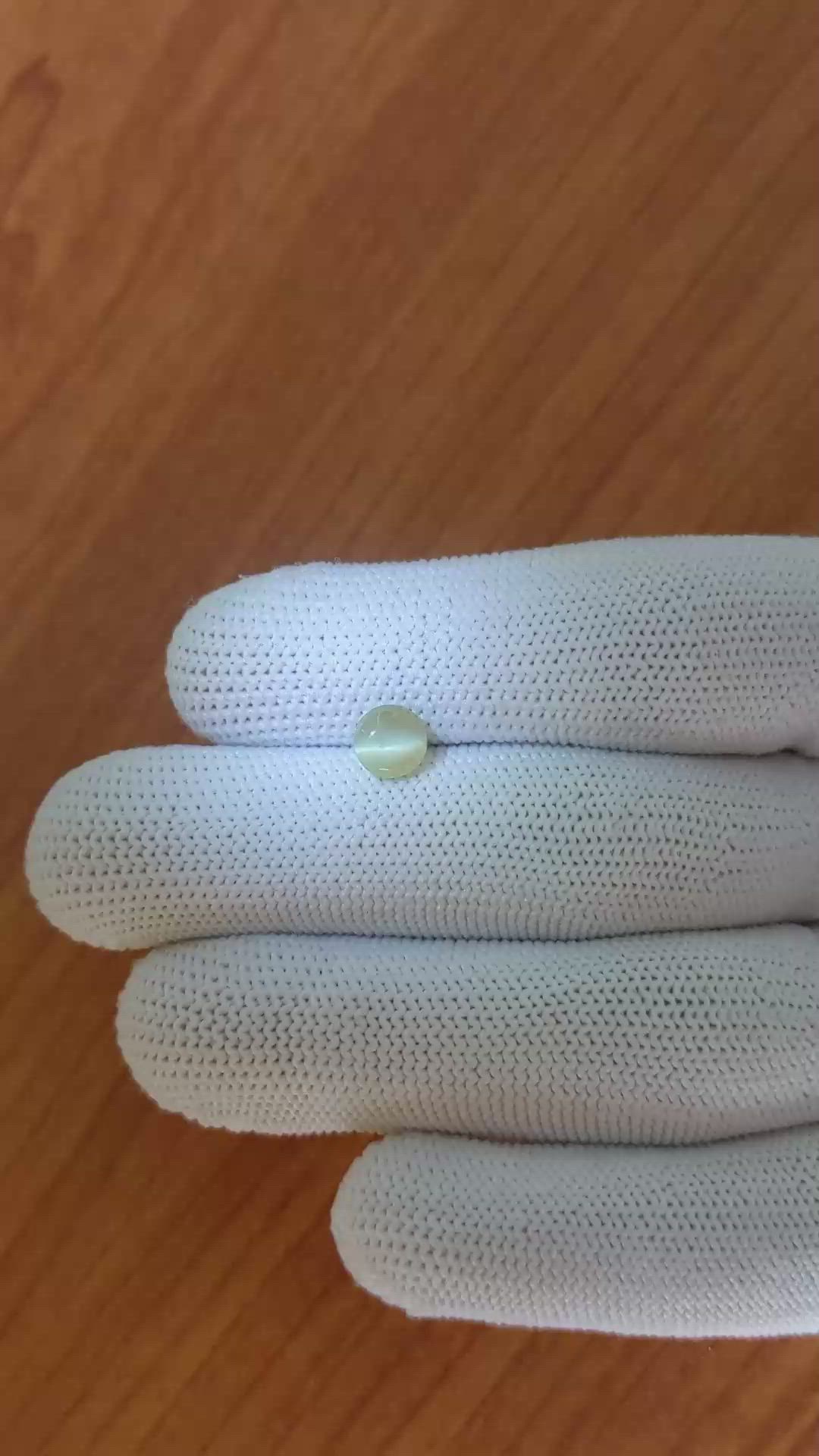 1.47 Ct. Yellow Cabochon Chrysoberyl from Ceylon (Sri Lanka) Size Video