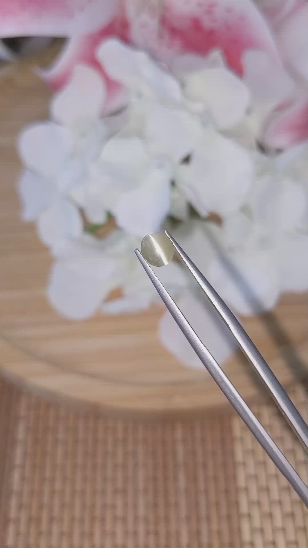 0.83 Ct. Brownish Yellow Cabochon Chrysoberyl from Ceylon (Sri Lanka) Size Video