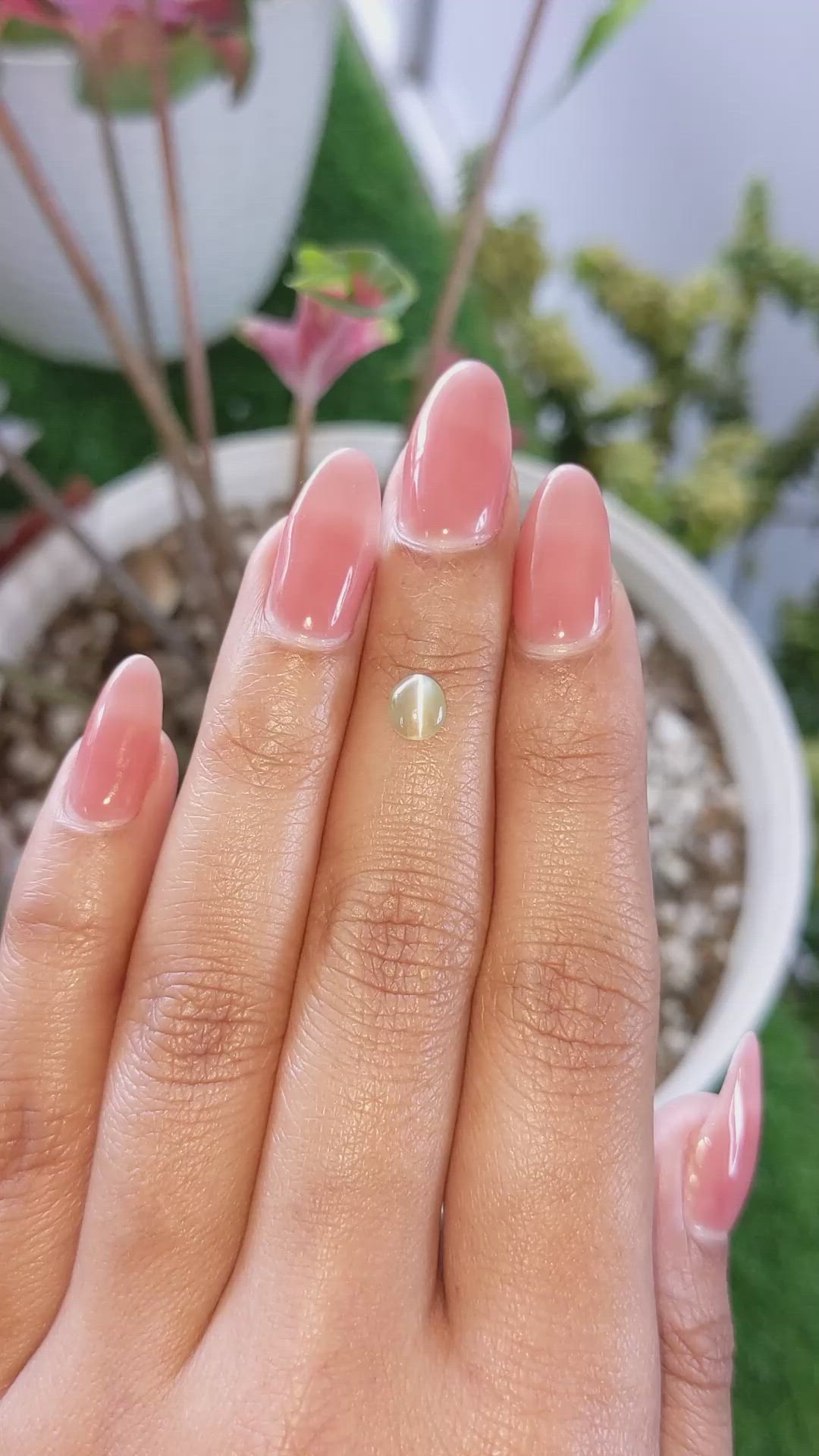 0.83 Ct. Brownish Yellow Cabochon Chrysoberyl from Ceylon (Sri Lanka) Size Video