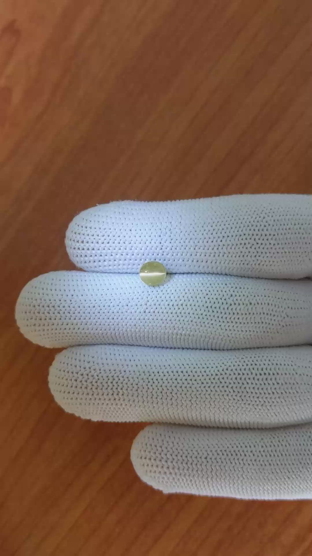 0.83 Ct. Brownish Yellow Cabochon Chrysoberyl from Ceylon (Sri Lanka) Size Video