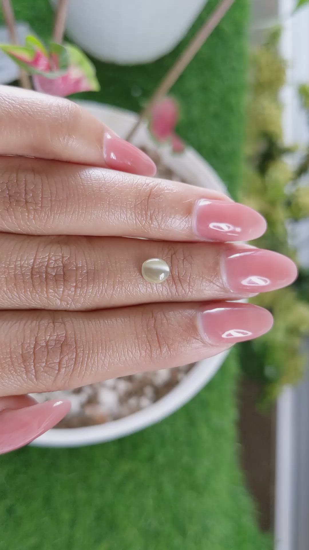 0.83 Ct. Brownish Yellow Cabochon Chrysoberyl from Ceylon (Sri Lanka) Size Video