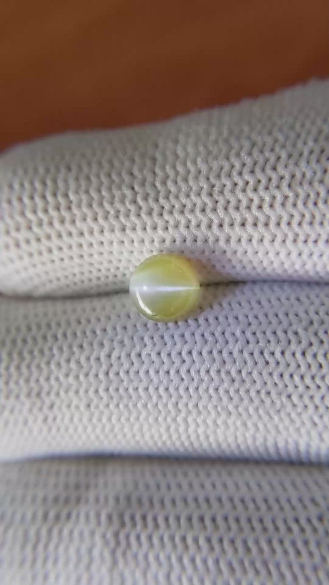 1.68 Ct. Brownish Yellow Cabochon Chrysoberyl from Ceylon (Sri Lanka) Size Video