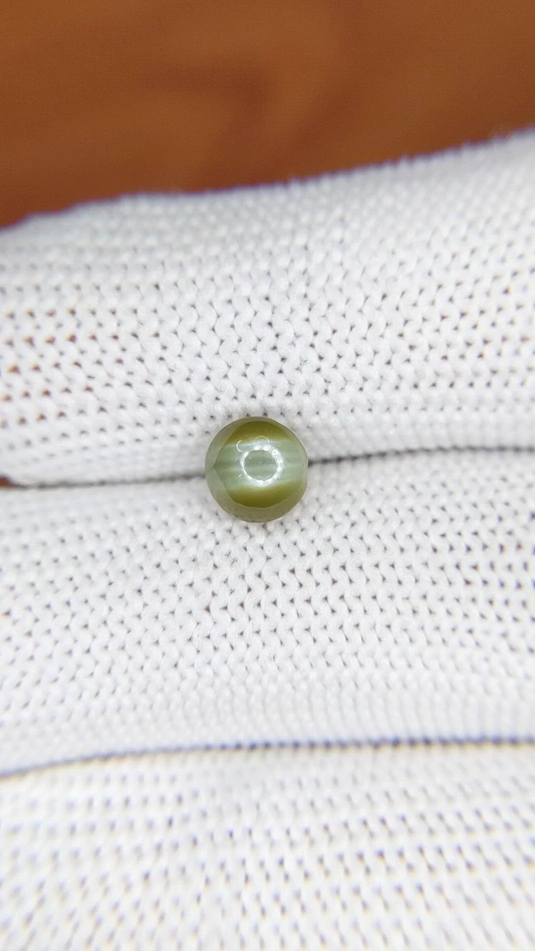 1.68 Ct. Green Cabochon Chrysoberyl from Ceylon (Sri Lanka) Size Video