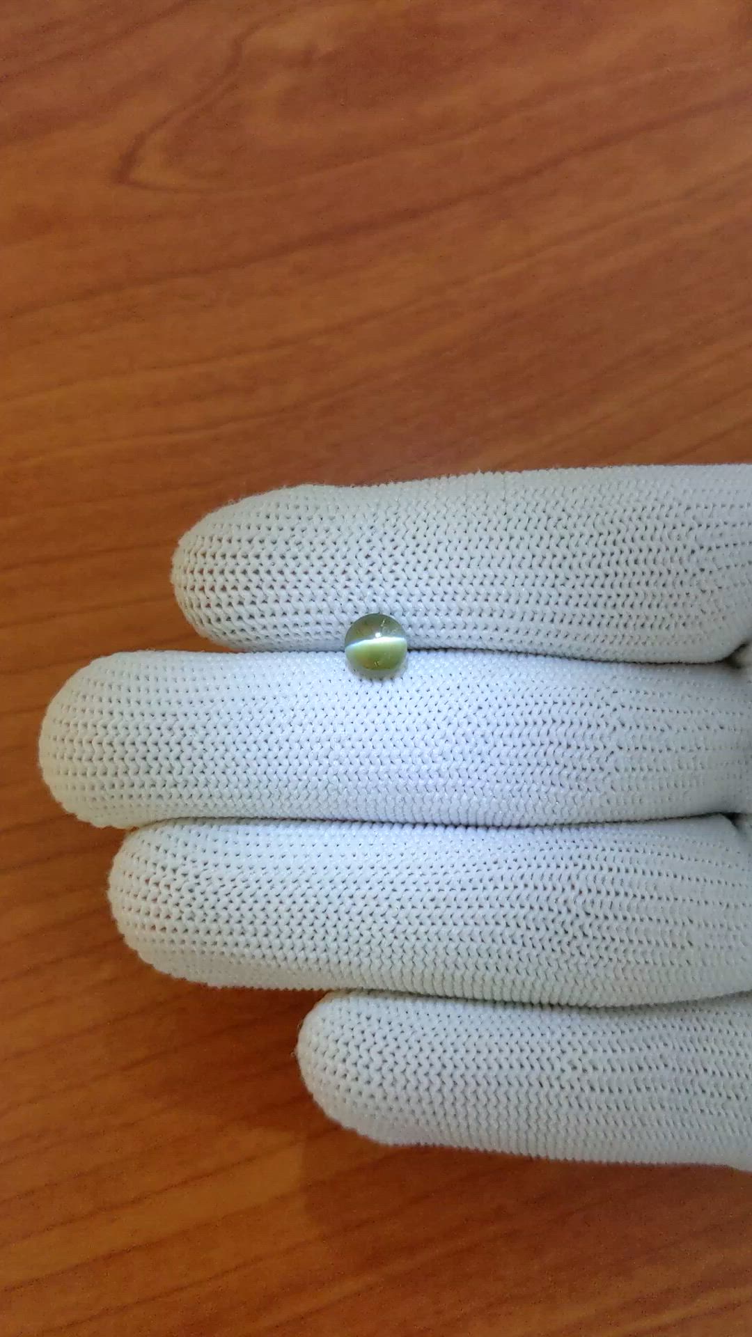 1.68 Ct. Green Cabochon Chrysoberyl from Ceylon (Sri Lanka) Size Video