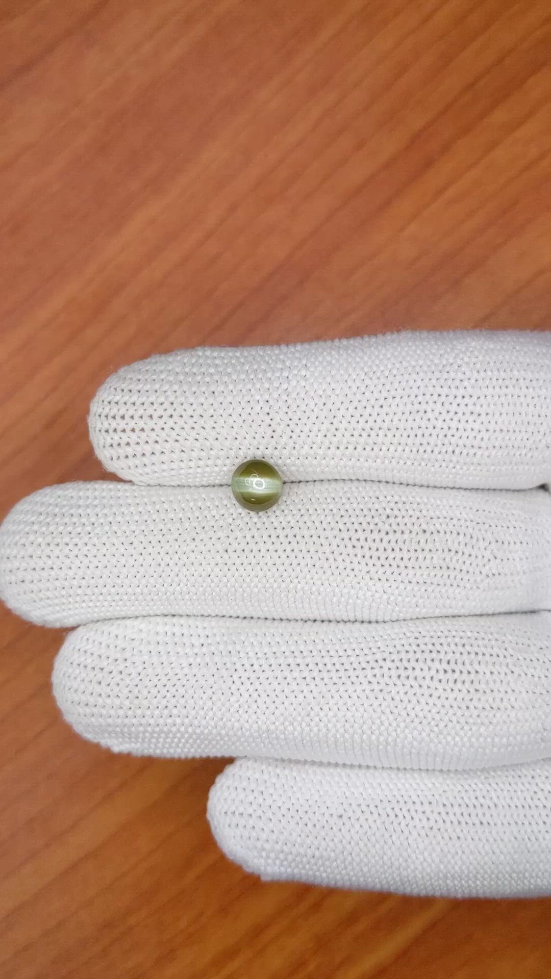 1.68 Ct. Green Cabochon Chrysoberyl from Ceylon (Sri Lanka) Size Video