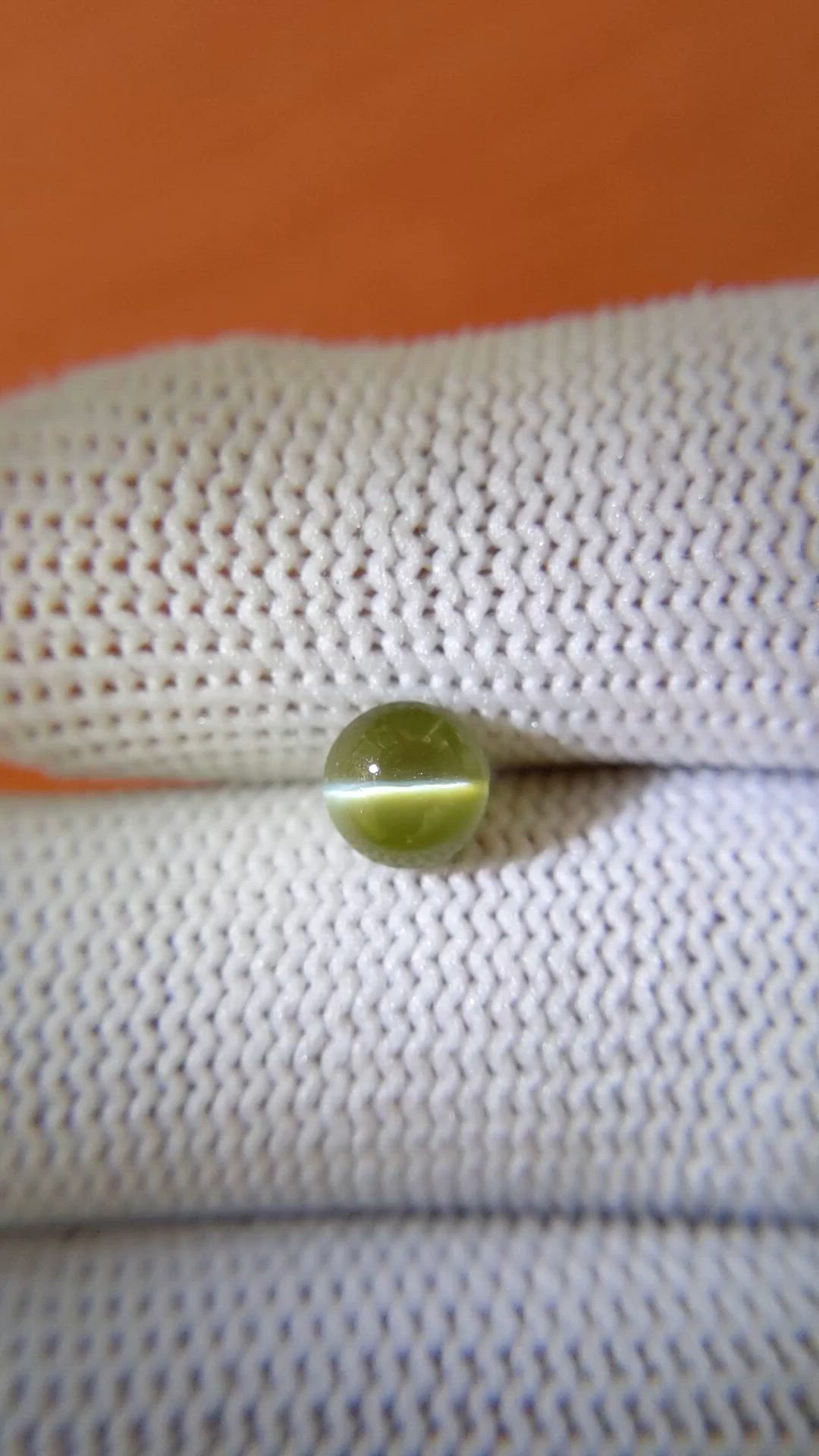 1.68 Ct. Green Cabochon Chrysoberyl from Ceylon (Sri Lanka) Size Video