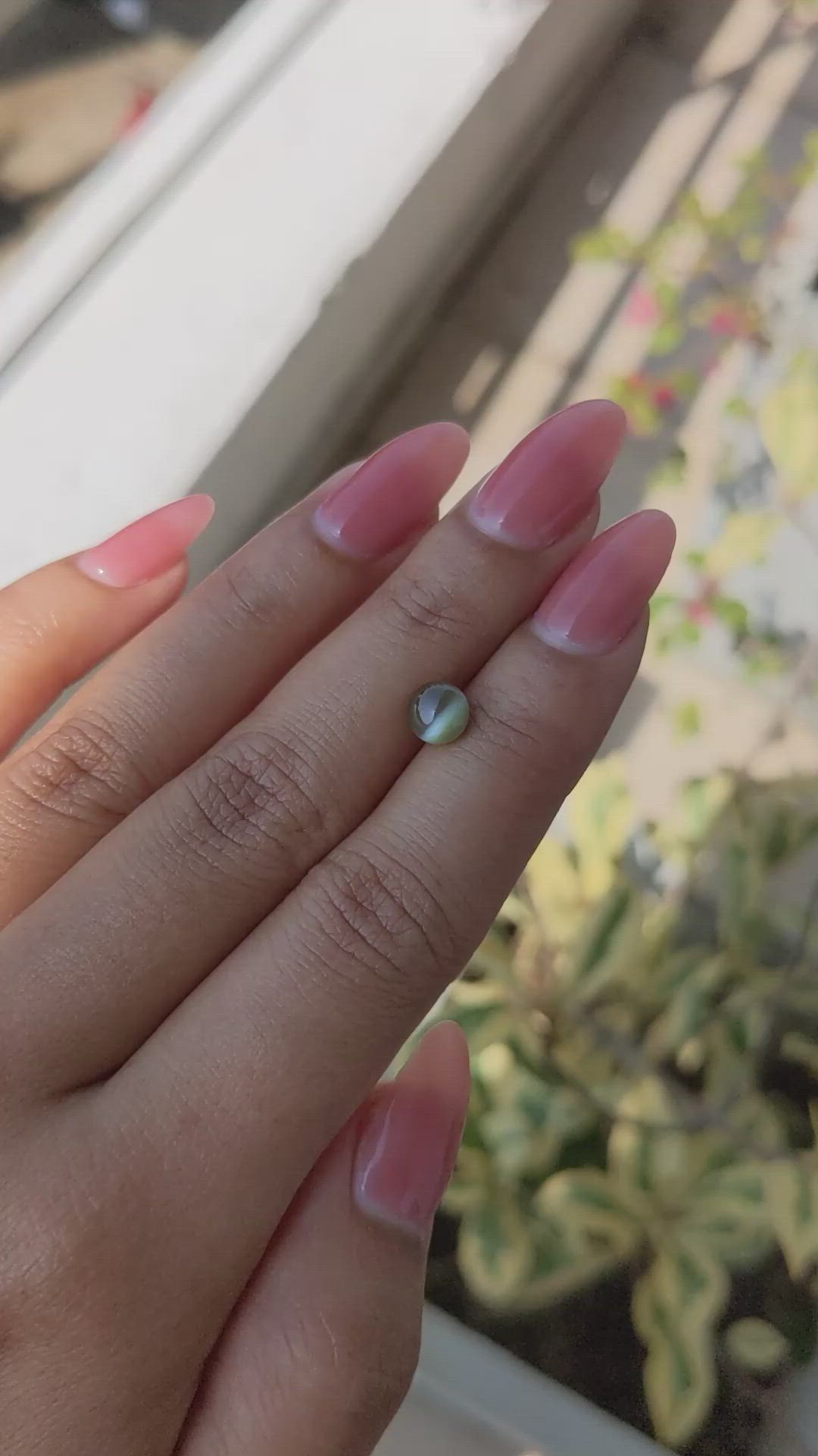 1.68 Ct. Green Cabochon Chrysoberyl from Ceylon (Sri Lanka) Size Video