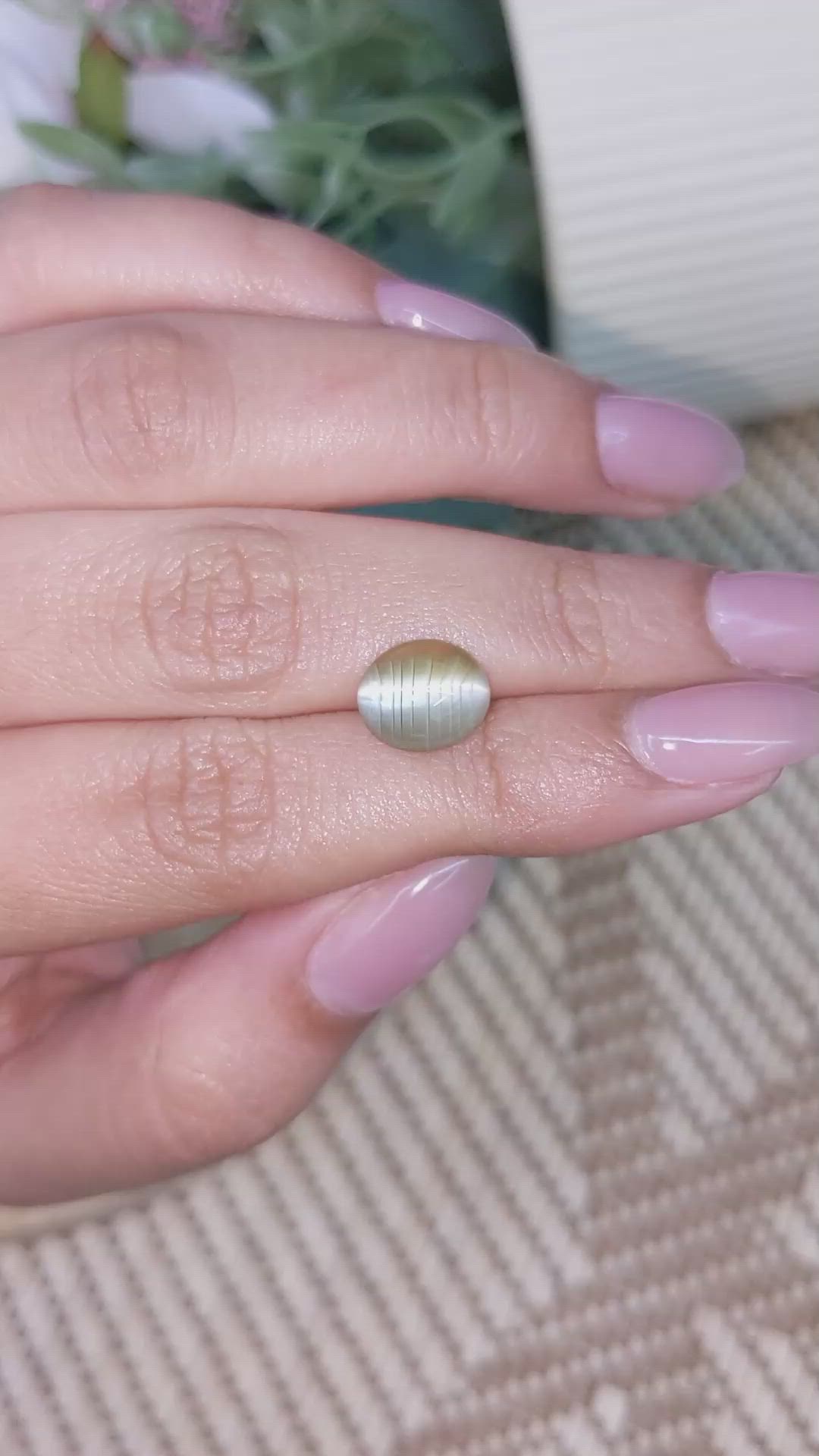 3.28 Ct. Yellow Cabochon Chrysoberyl from Ceylon (Sri Lanka) Size Video