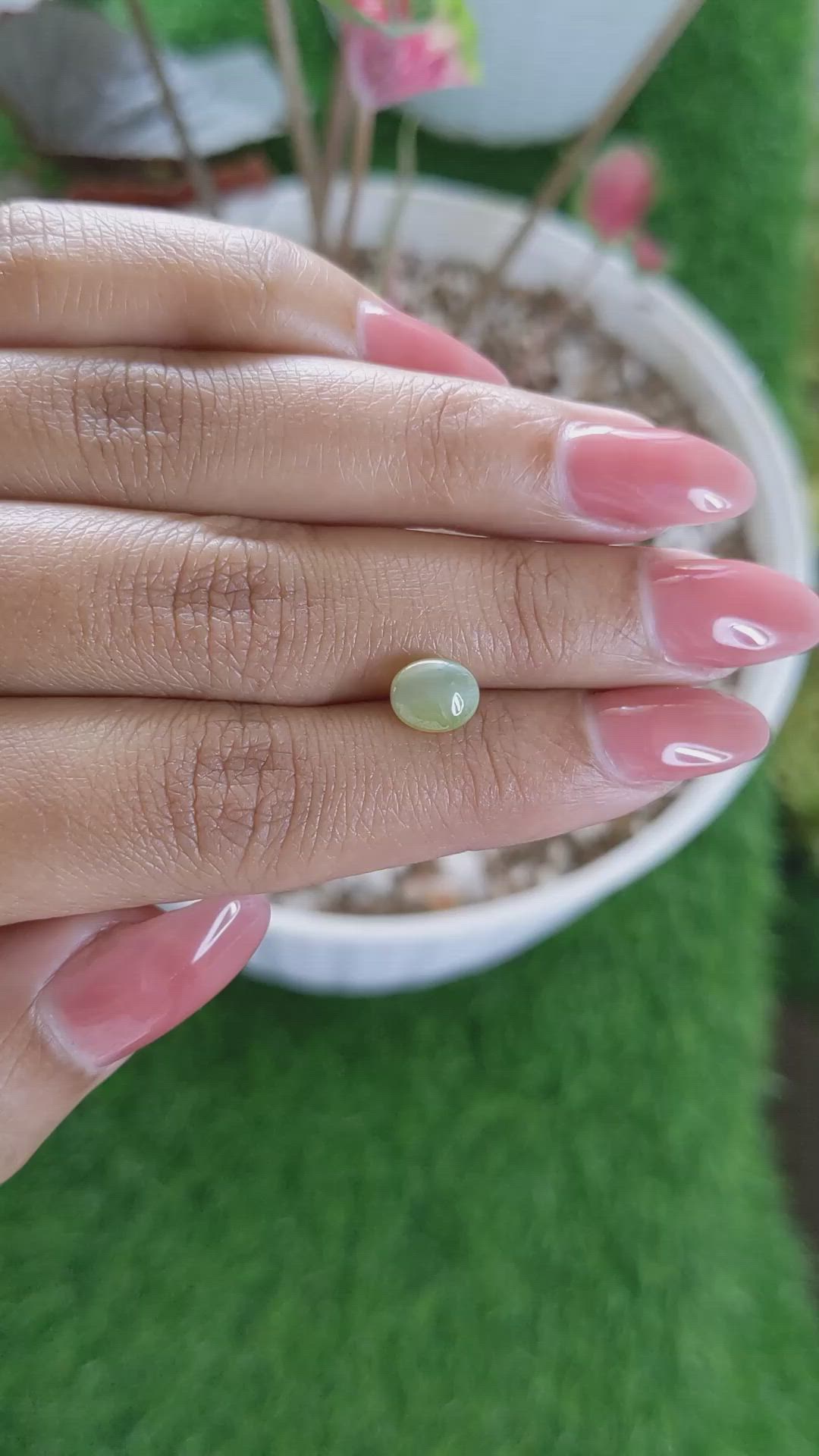 2.28 Ct. Greenish Yellow Cabochon Chrysoberyl from Ceylon (Sri Lanka) Size Video