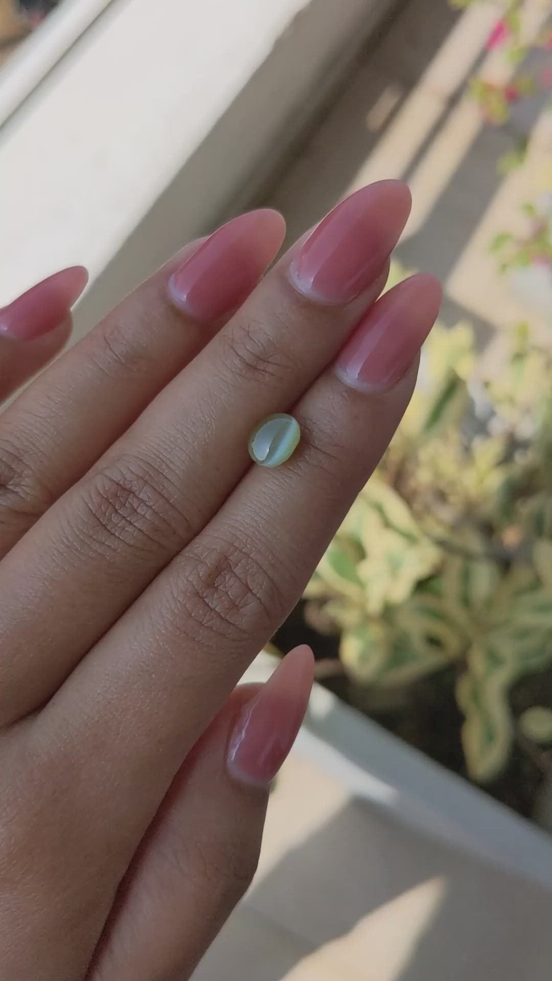 2.28 Ct. Greenish Yellow Cabochon Chrysoberyl from Ceylon (Sri Lanka) Size Video