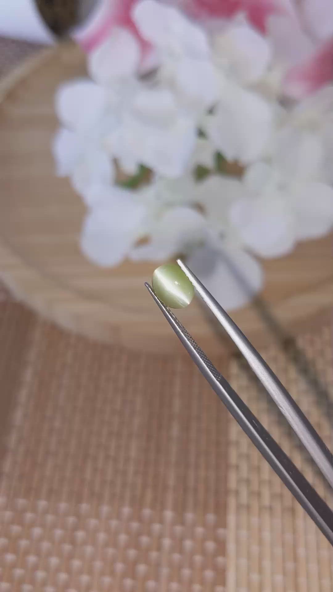 2.28 Ct. Greenish Yellow Cabochon Chrysoberyl from Ceylon (Sri Lanka) Size Video