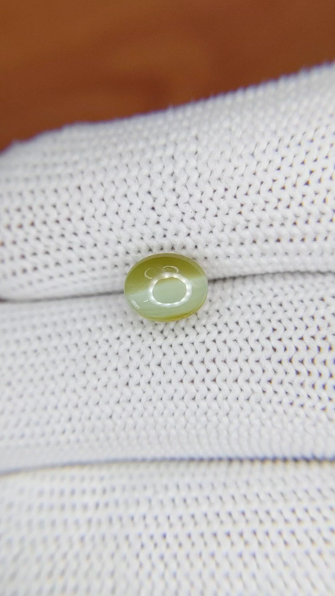 2.28 Ct. Greenish Yellow Cabochon Chrysoberyl from Ceylon (Sri Lanka) Size Video