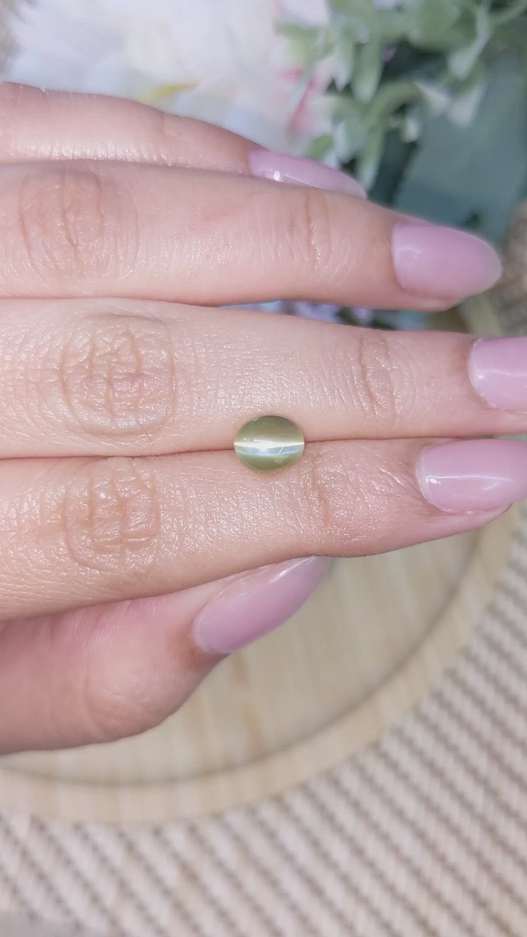 2.32 Ct. Yellowish Brown Cabochon Chrysoberyl from Ceylon (Sri Lanka) Size Video