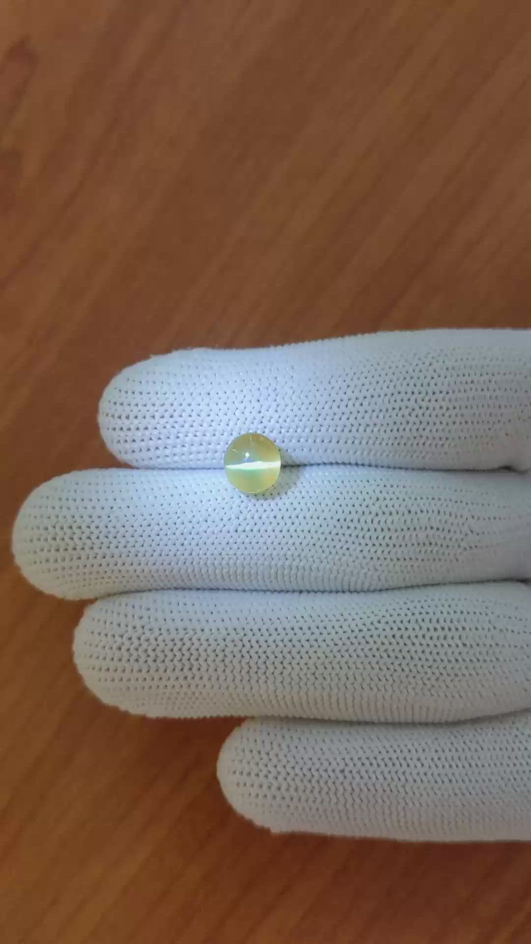 3.11 Ct. Brownish Yellow Cabochon Chrysoberyl from Ceylon (Sri Lanka) Size Video