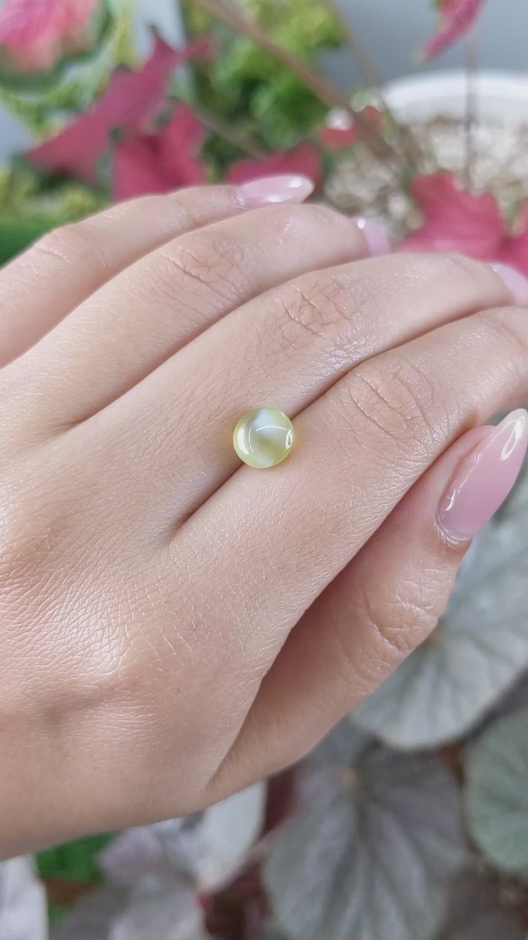 3.11 Ct. Brownish Yellow Cabochon Chrysoberyl from Ceylon (Sri Lanka) Size Video