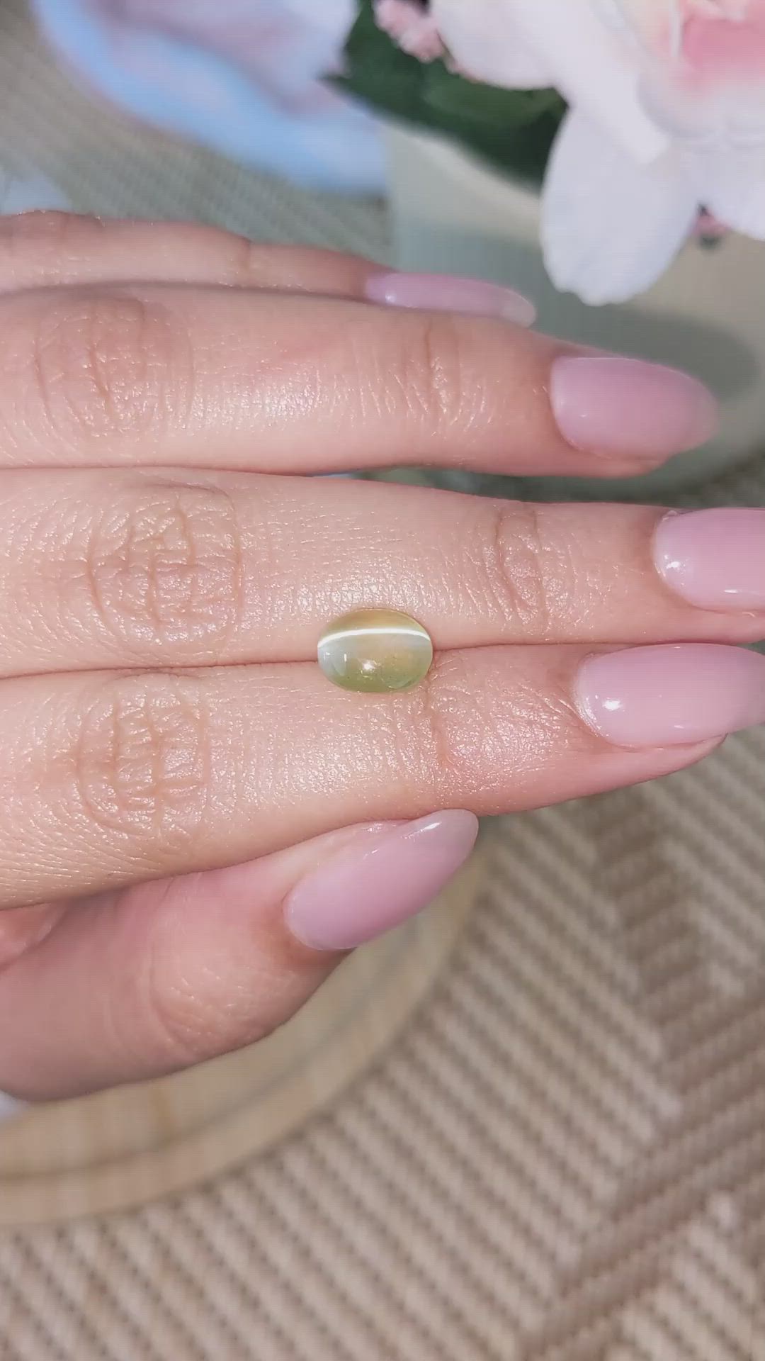 2.58 Ct. Brownish Yellow Cabochon Chrysoberyl from Ceylon (Sri Lanka) Size Video