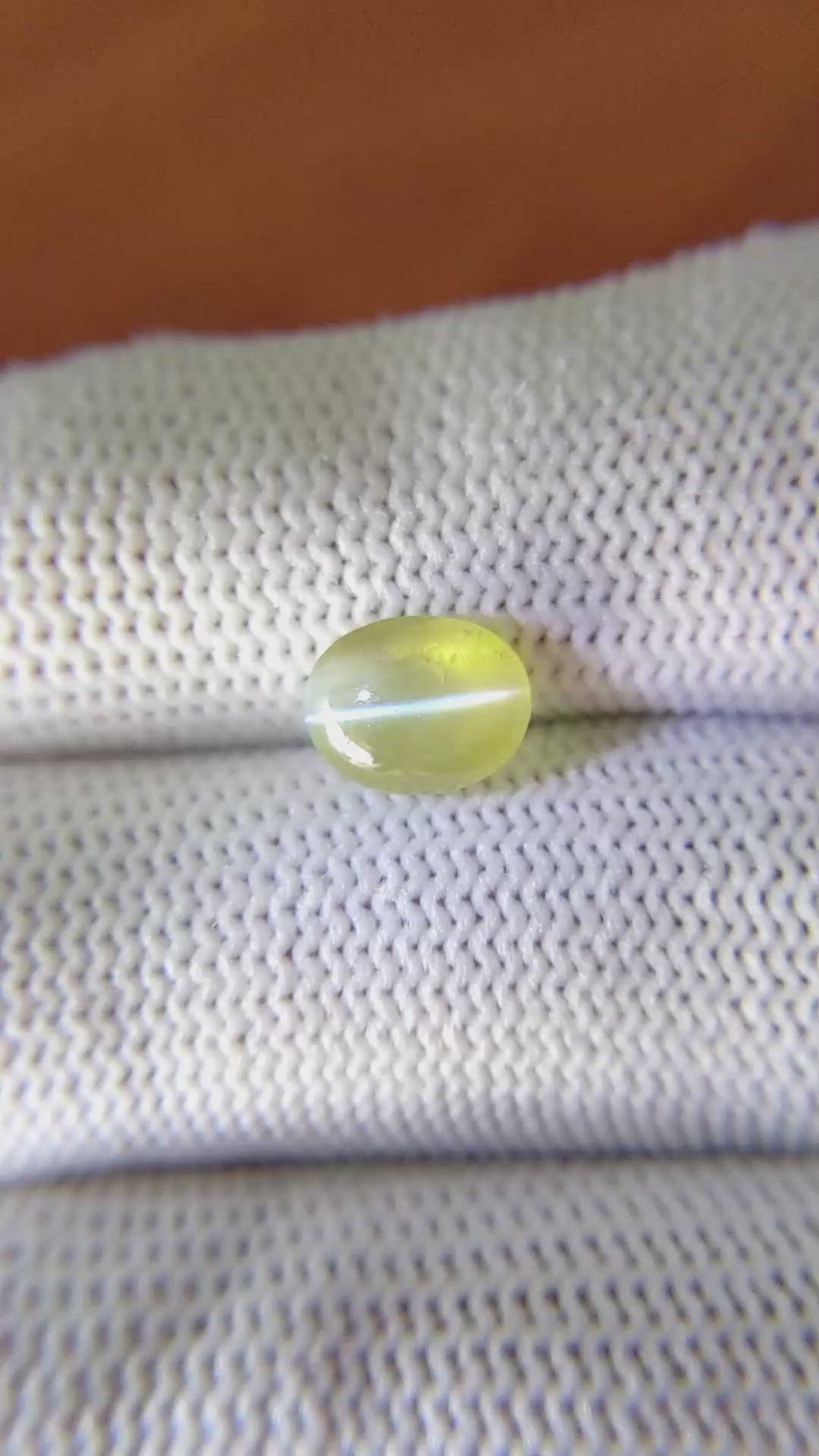 2.58 Ct. Brownish Yellow Cabochon Chrysoberyl from Ceylon (Sri Lanka) Size Video