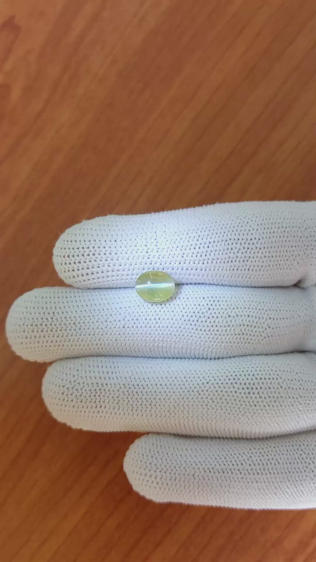 2.58 Ct. Brownish Yellow Cabochon Chrysoberyl from Ceylon (Sri Lanka) Size Video