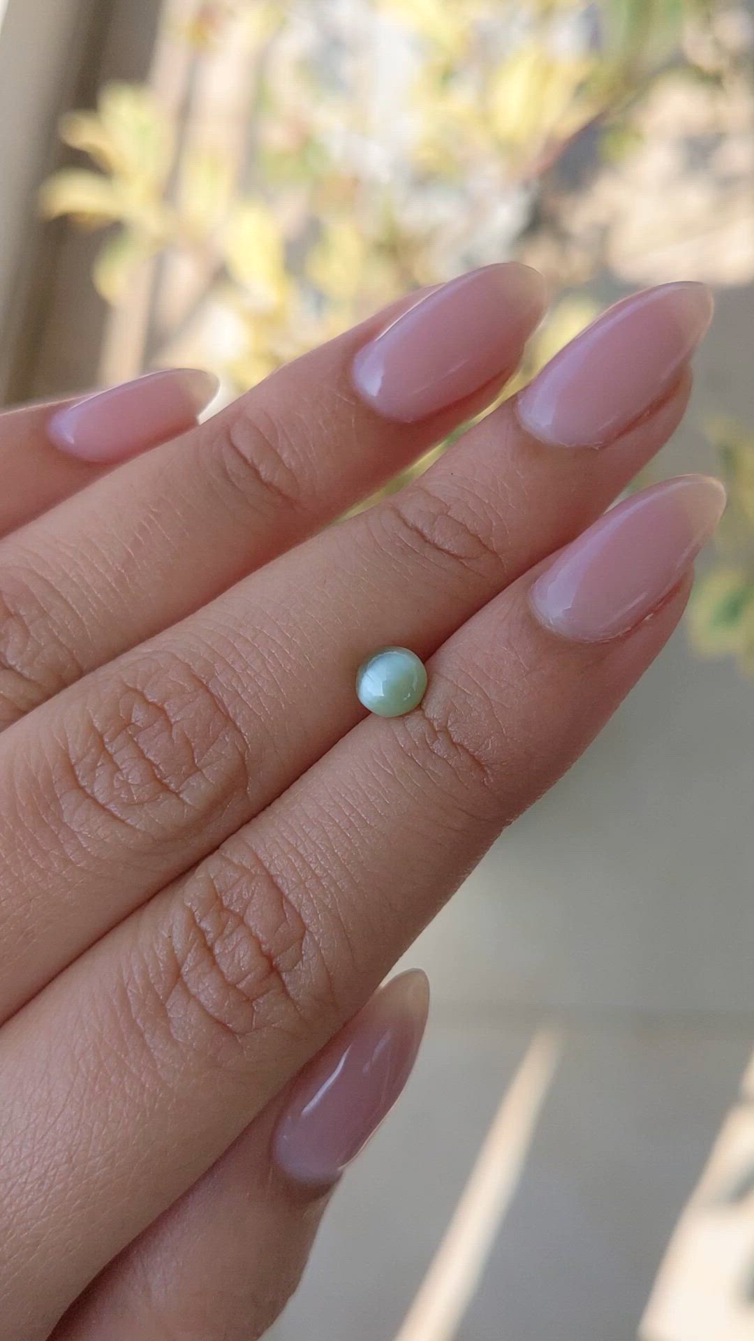 1.07 Ct. Green Cabochon Chrysoberyl from Ceylon (Sri Lanka) Size Video