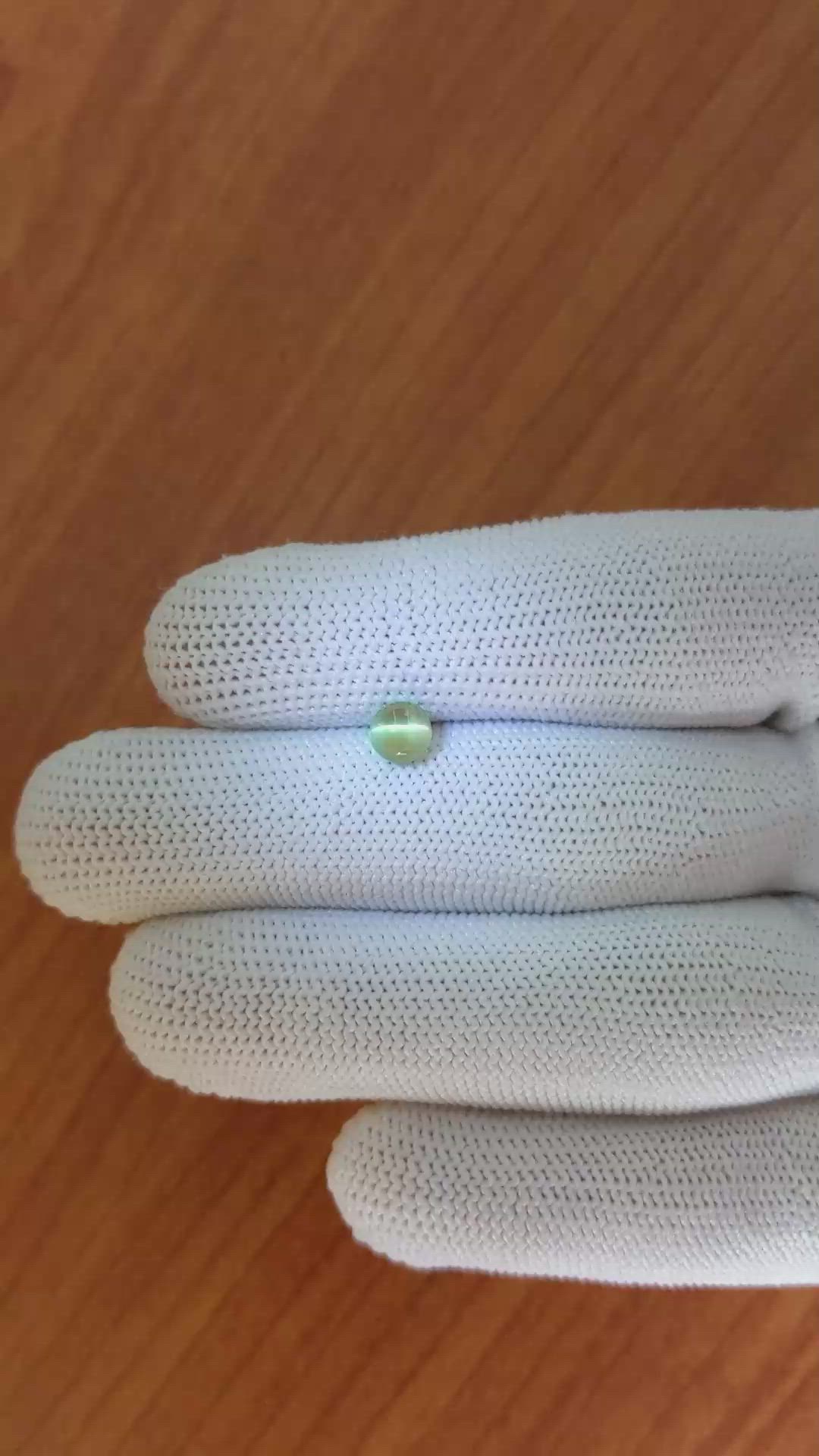 1.07 Ct. Green Cabochon Chrysoberyl from Ceylon (Sri Lanka) Size Video