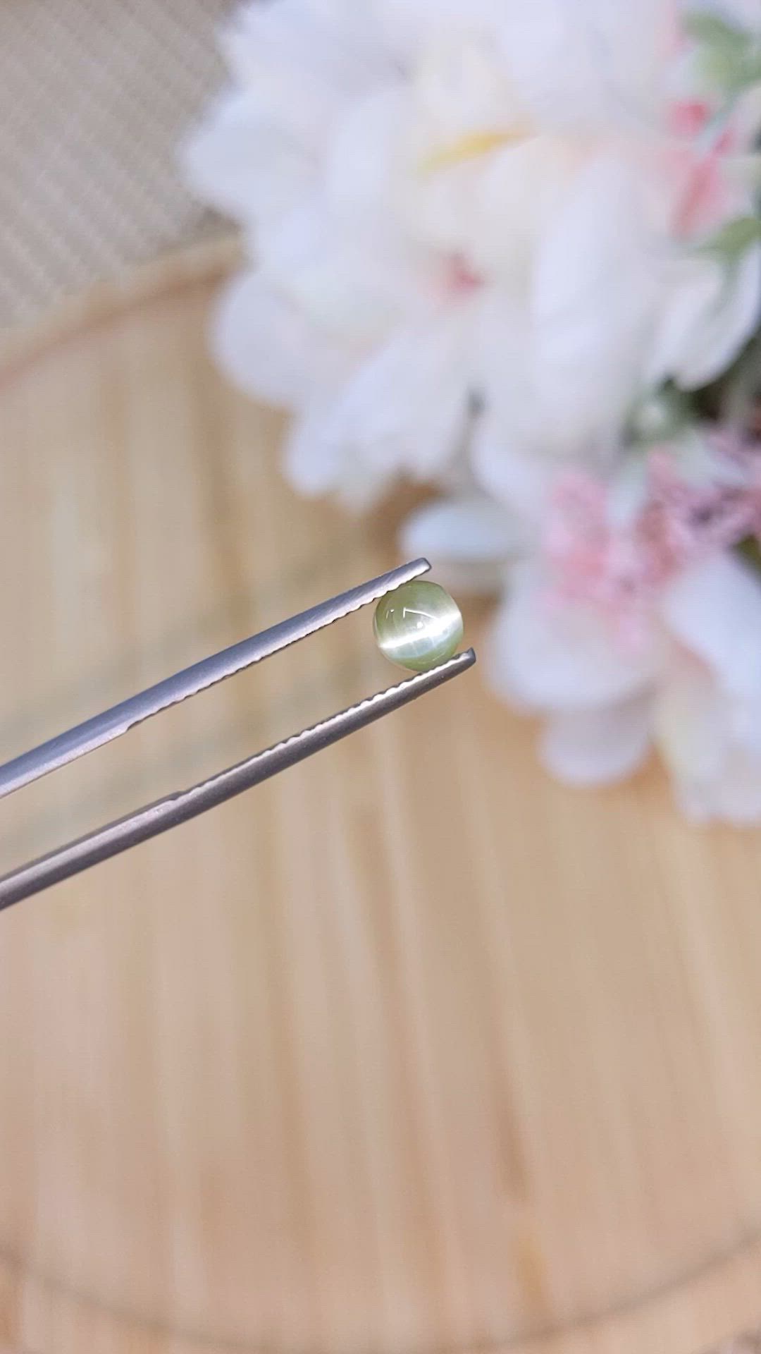 1.07 Ct. Green Cabochon Chrysoberyl from Ceylon (Sri Lanka) Size Video