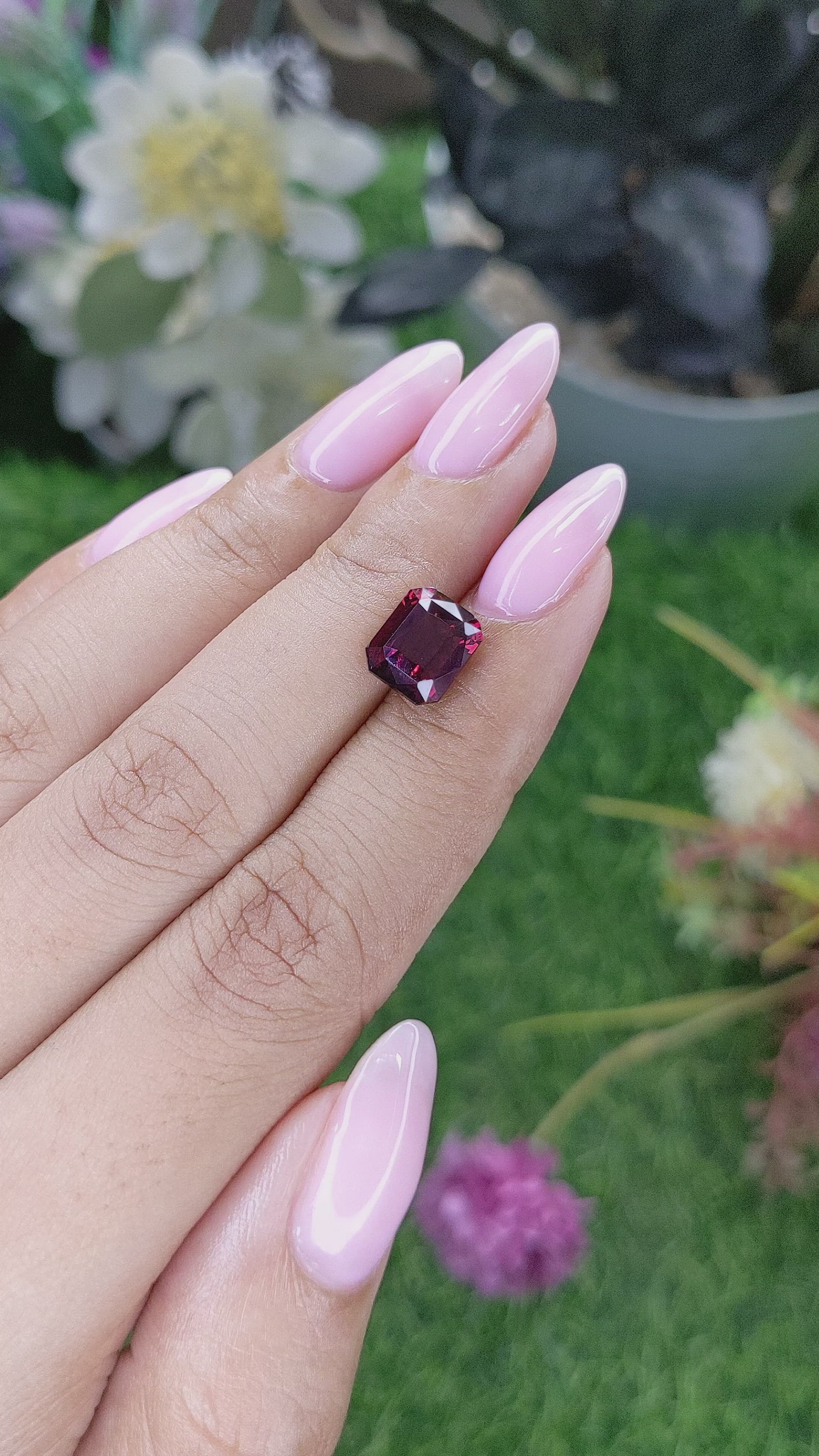 3.91 Ct. Purplish Red Rhodolite Garnet from Tanzania Size Video