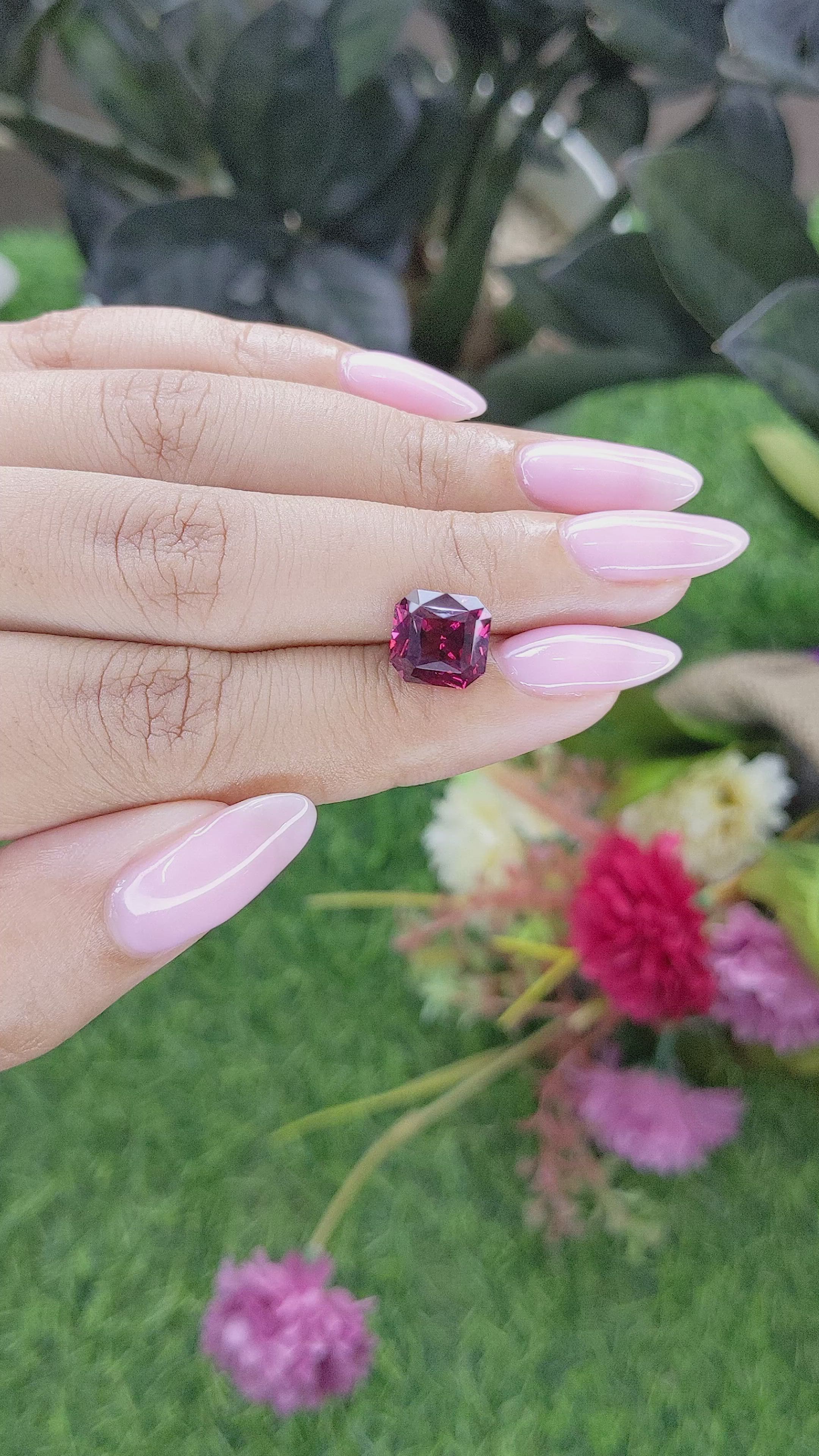 4.35 Ct. Purplish Red Rhodolite Garnet from Tanzania Size Video