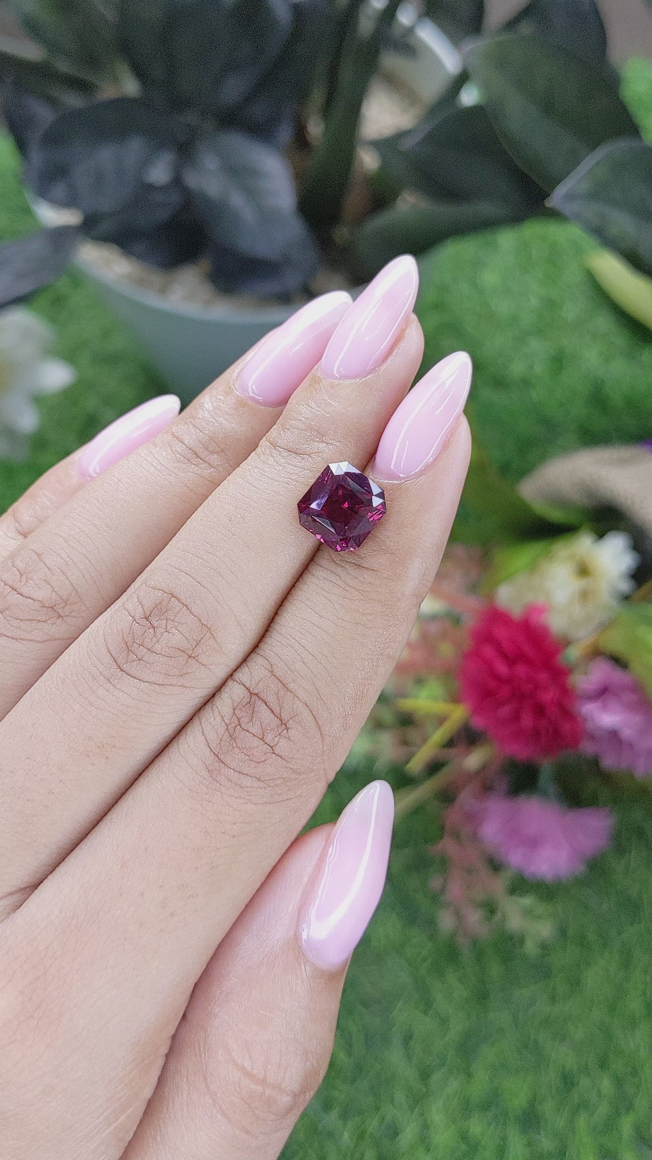 4.35 Ct. Purplish Red Rhodolite Garnet from Tanzania Size Video