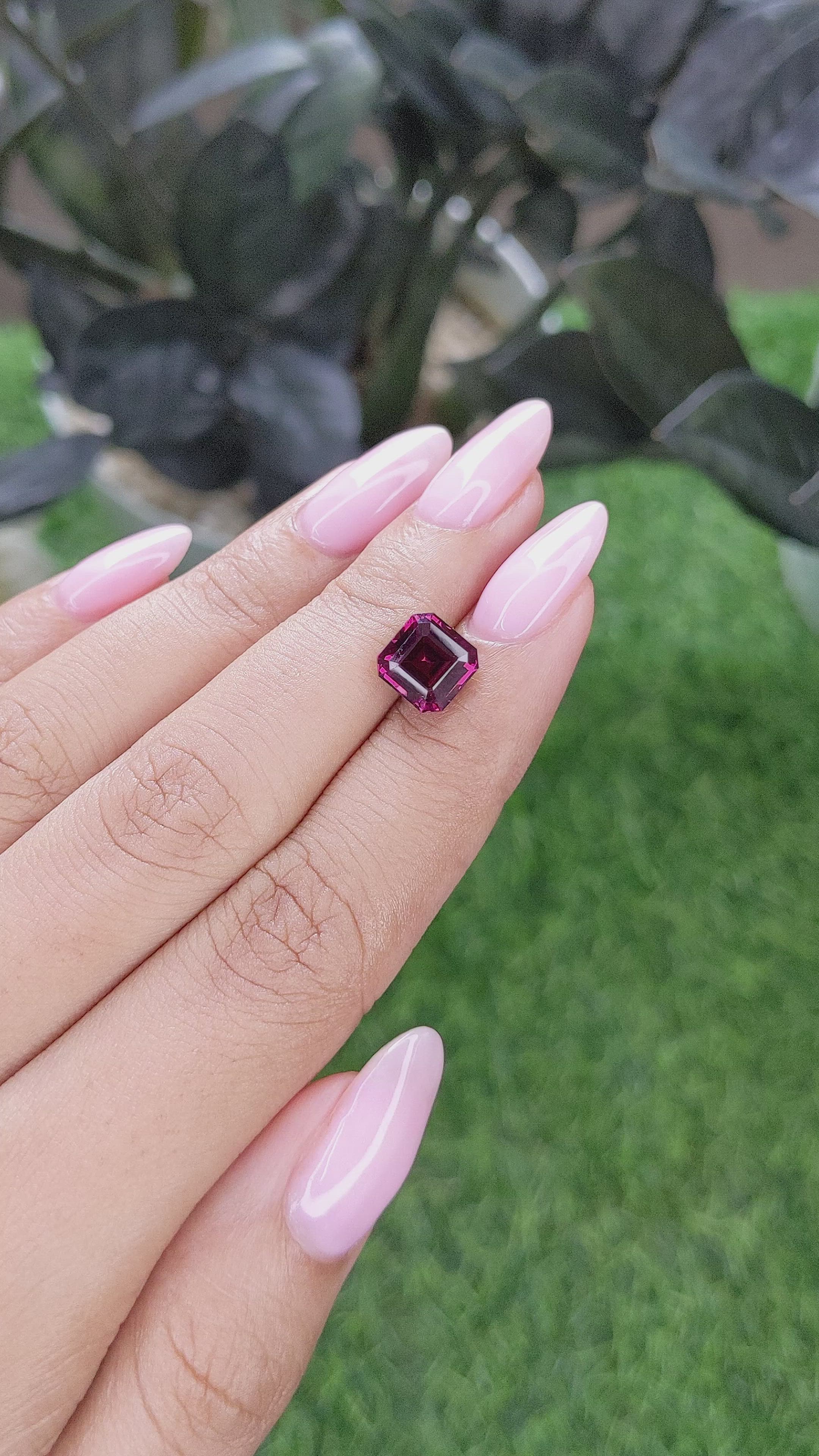 3.32 Ct. Reddish Purple Almandine Garnet from Tanzania Size Video