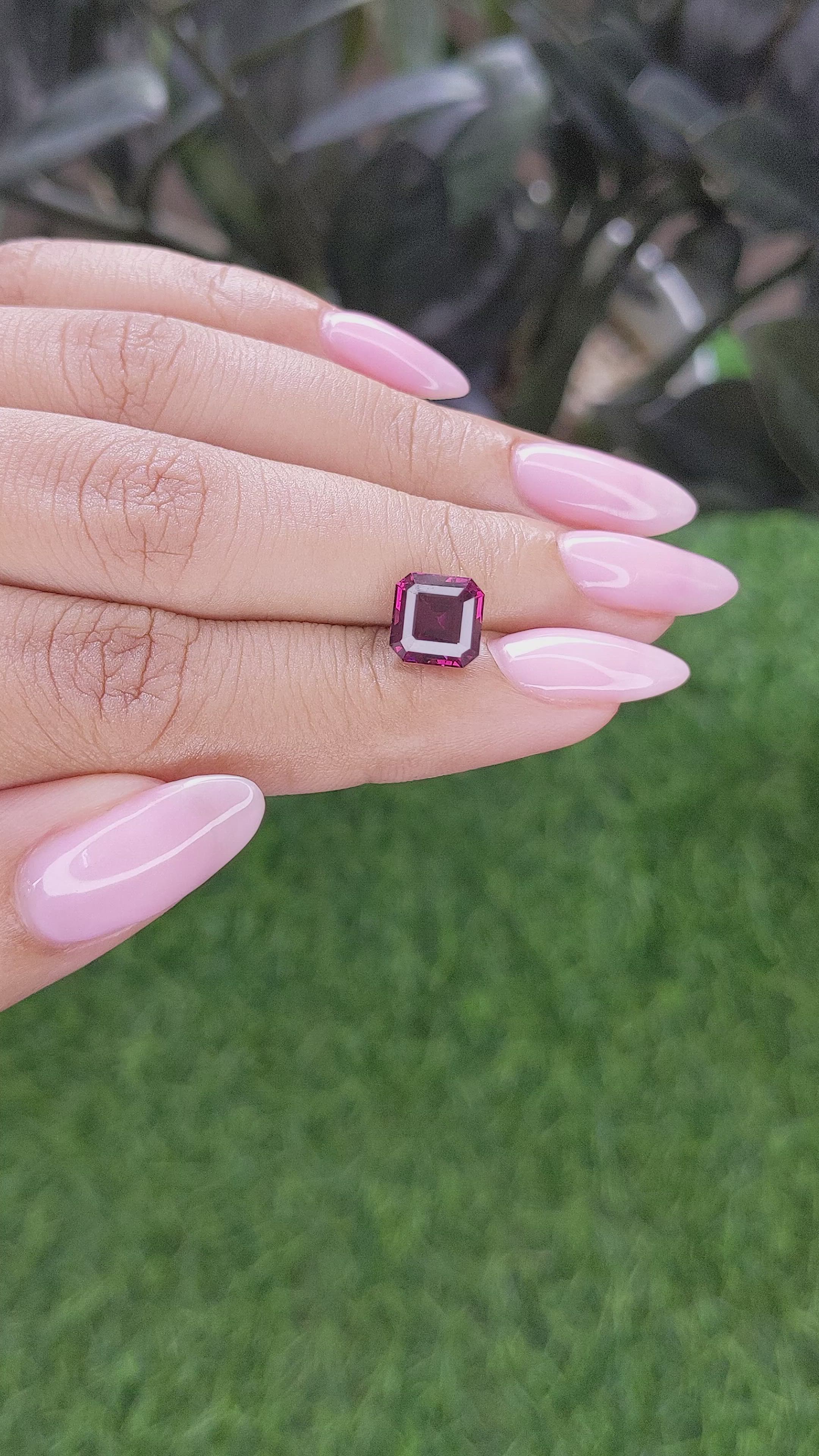3.32 Ct. Reddish Purple Almandine Garnet from Tanzania Size Video