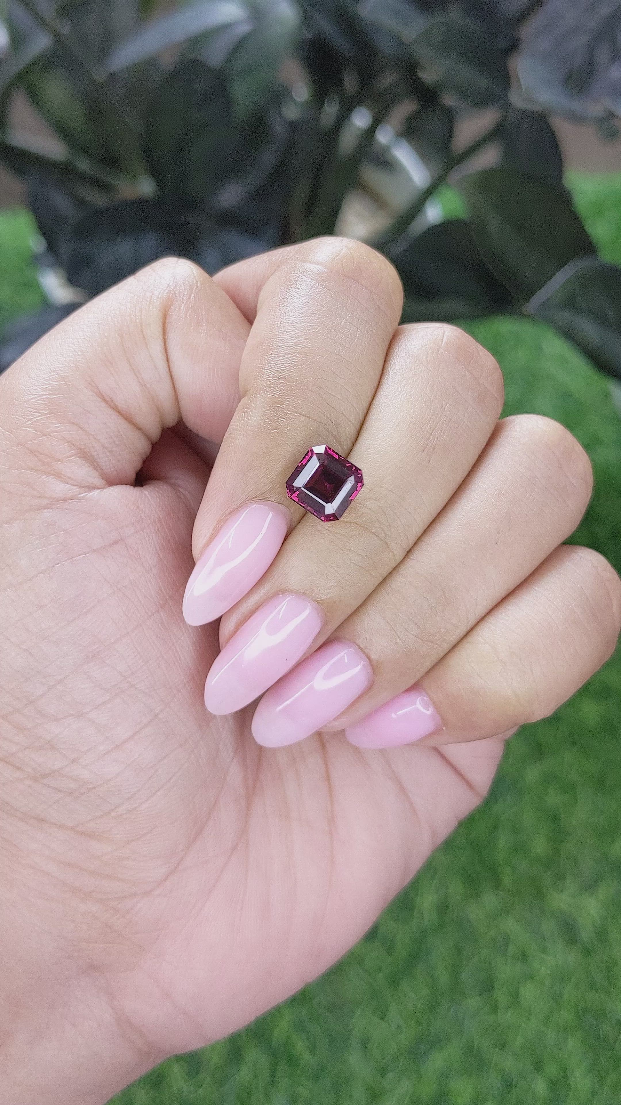 3.32 Ct. Reddish Purple Almandine Garnet from Tanzania Size Video